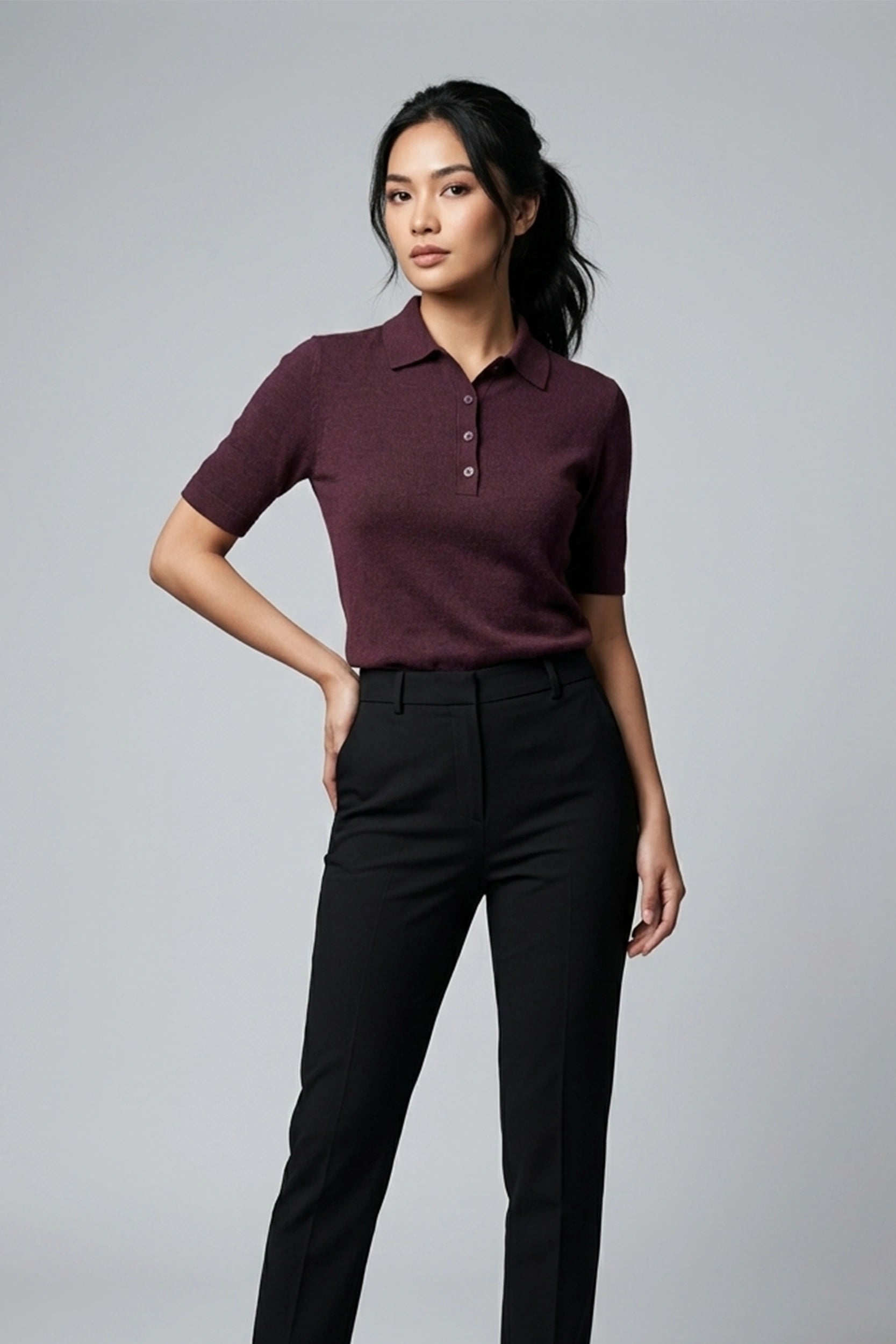Ladies Polo Shirt Casual Classic Collar Top