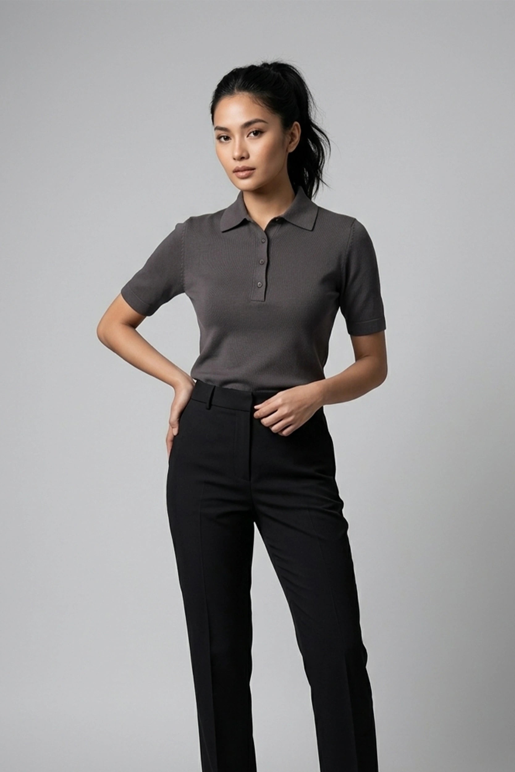 Ladies Polo Shirt Casual Classic Collar Top