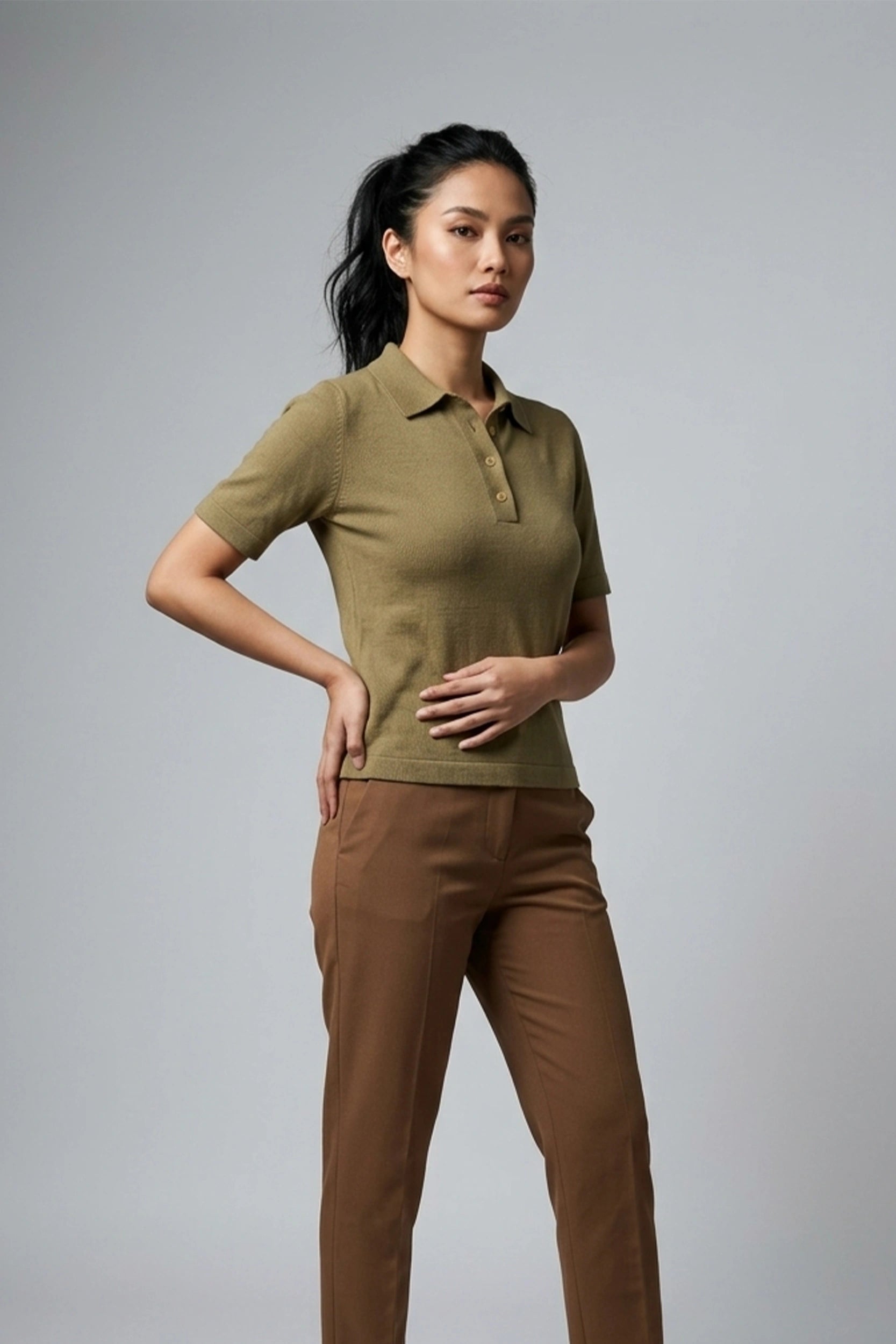 Ladies Polo Shirt Casual Classic Collar Top