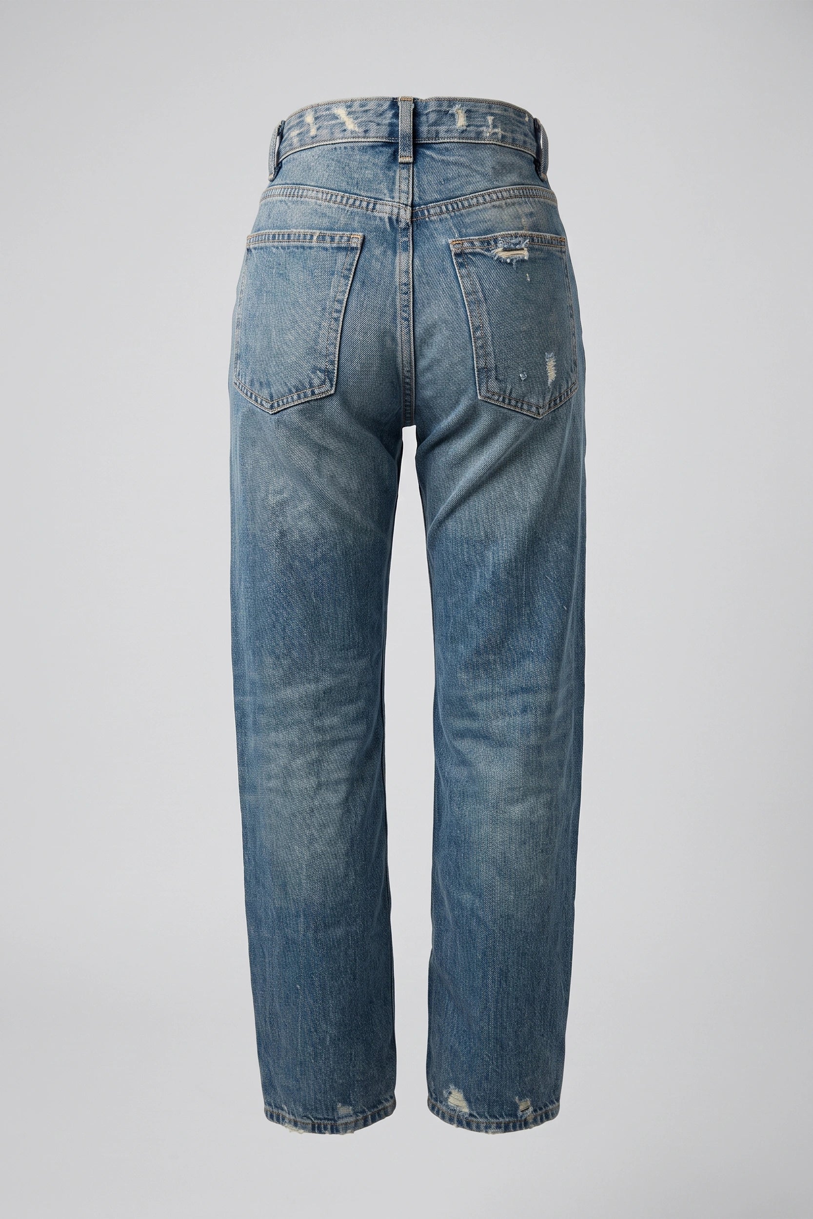 Ladies Ripped Straight Cut High Rise Denim Jeans