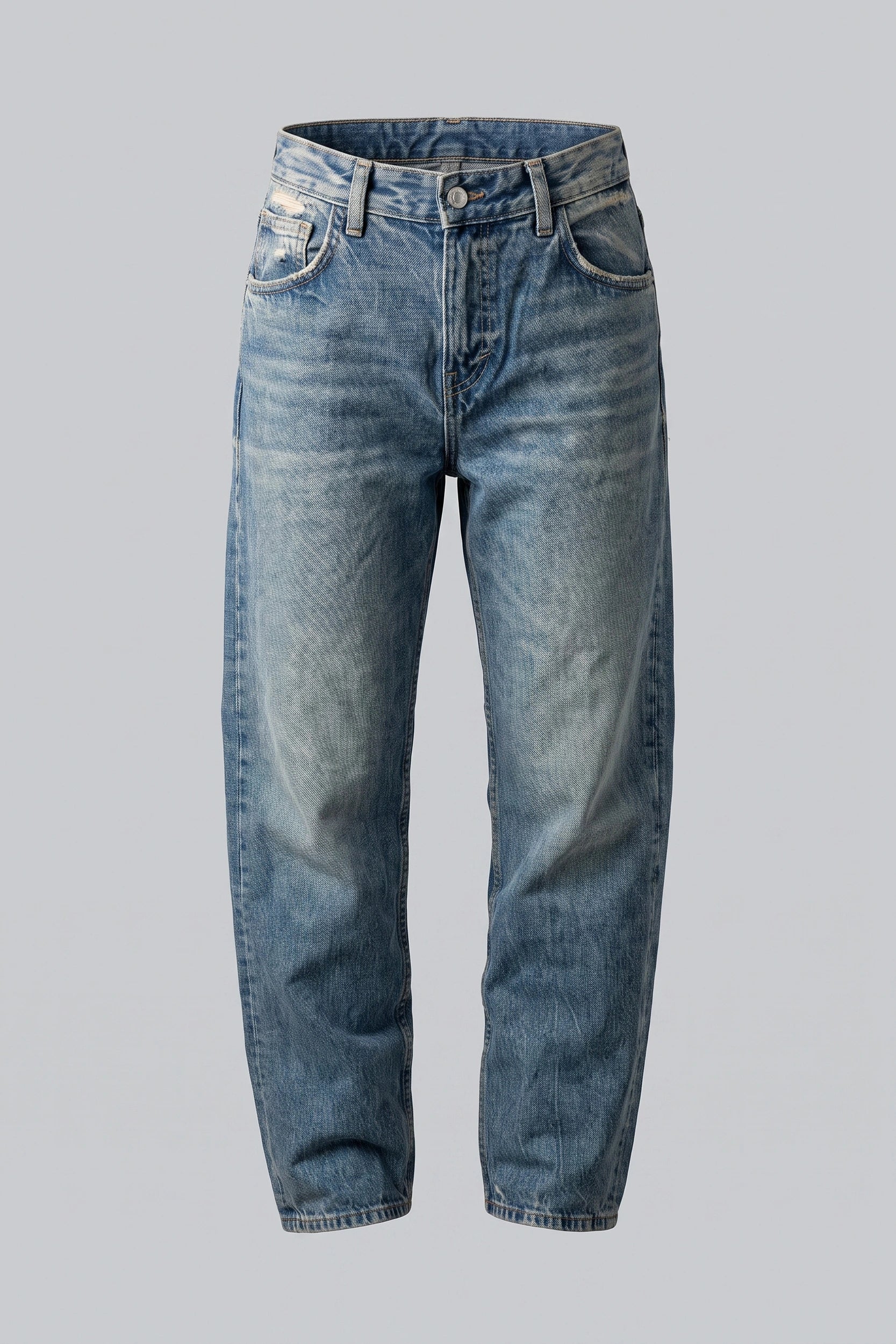 Ladies Ripped Straight Cut High Rise Denim Jeans