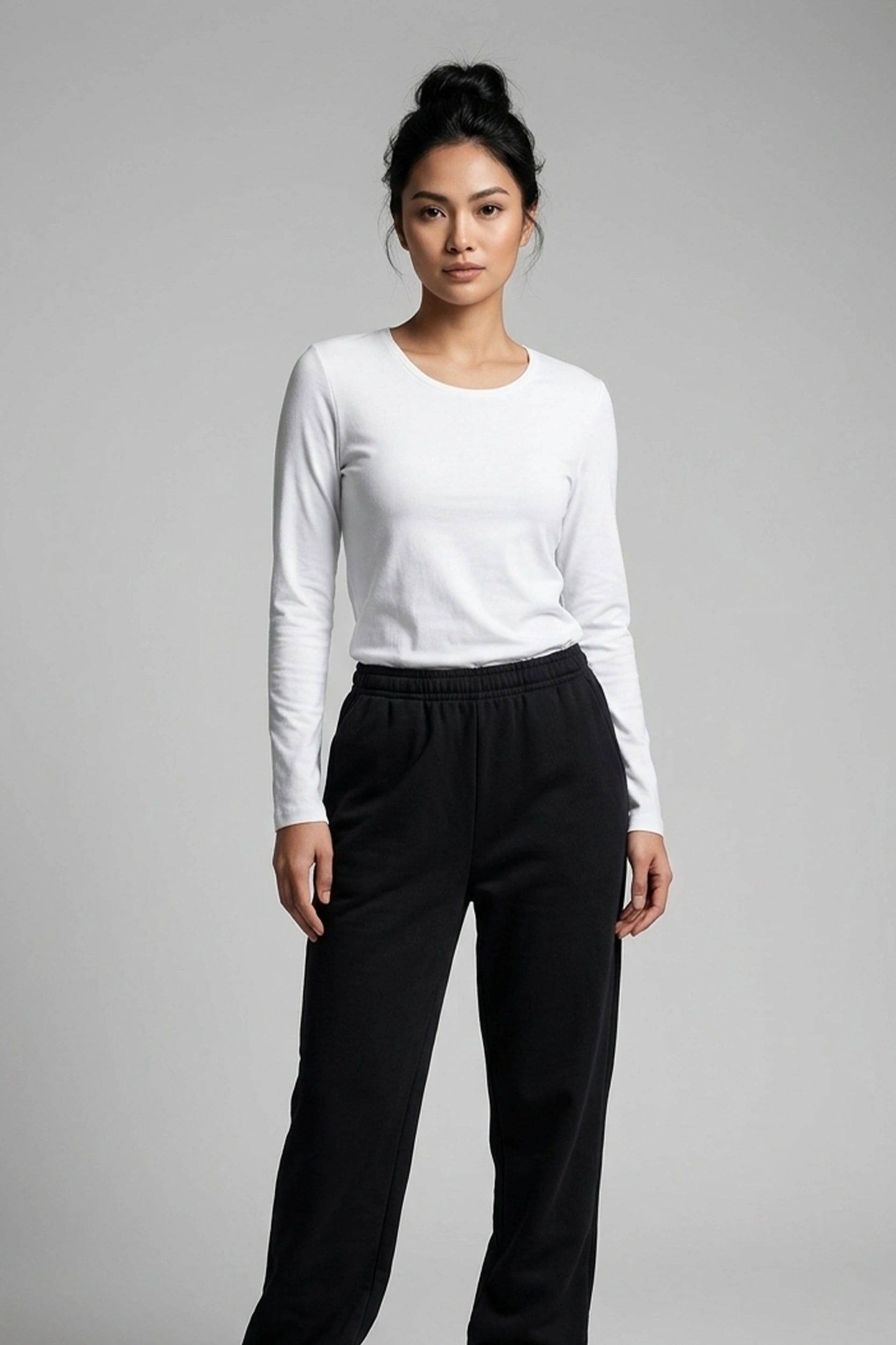 Ladies Round Neck Long Sleeve Top - Casual Everyday Wear
