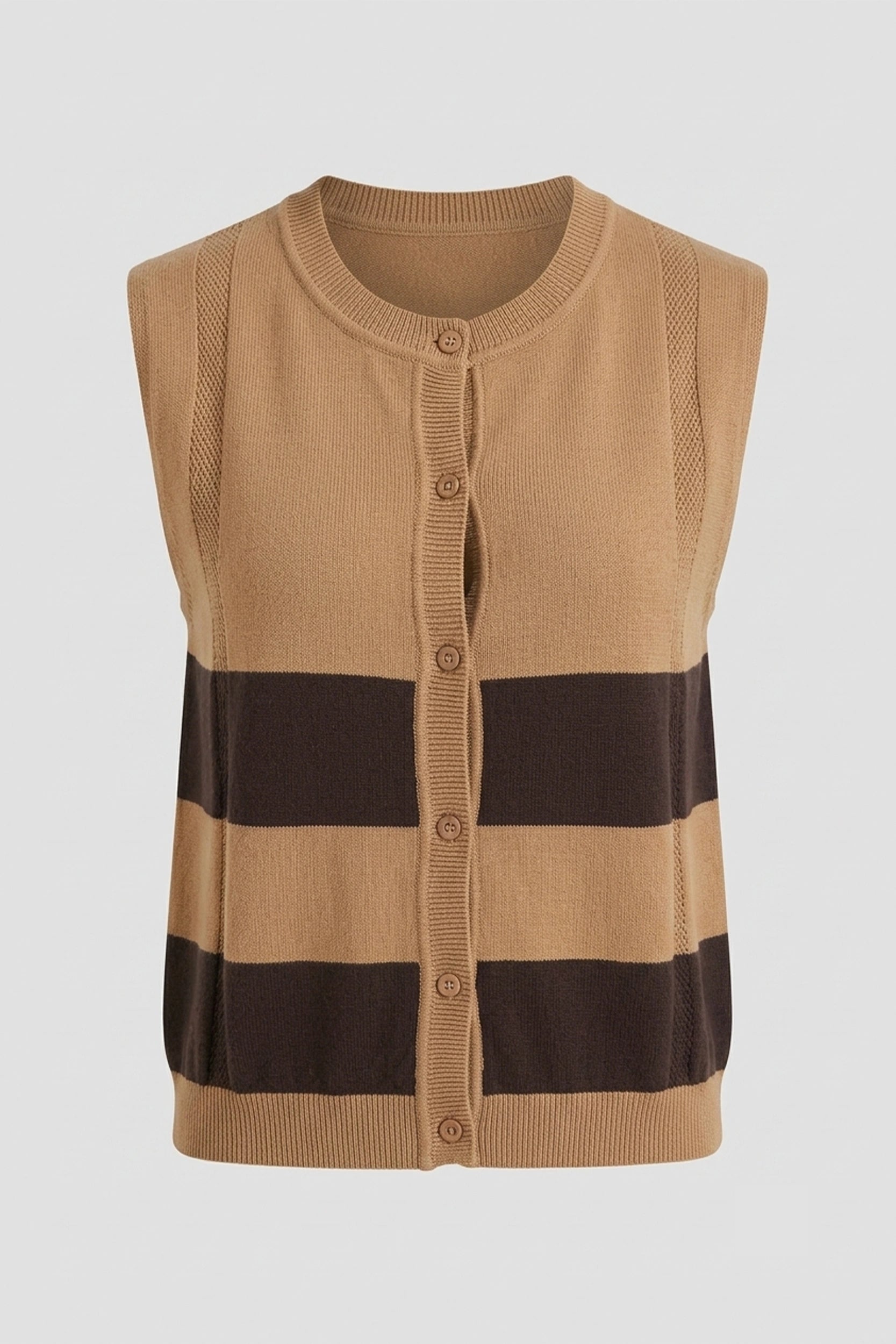 Ladies Sleeveless Knitted Front Button Vest