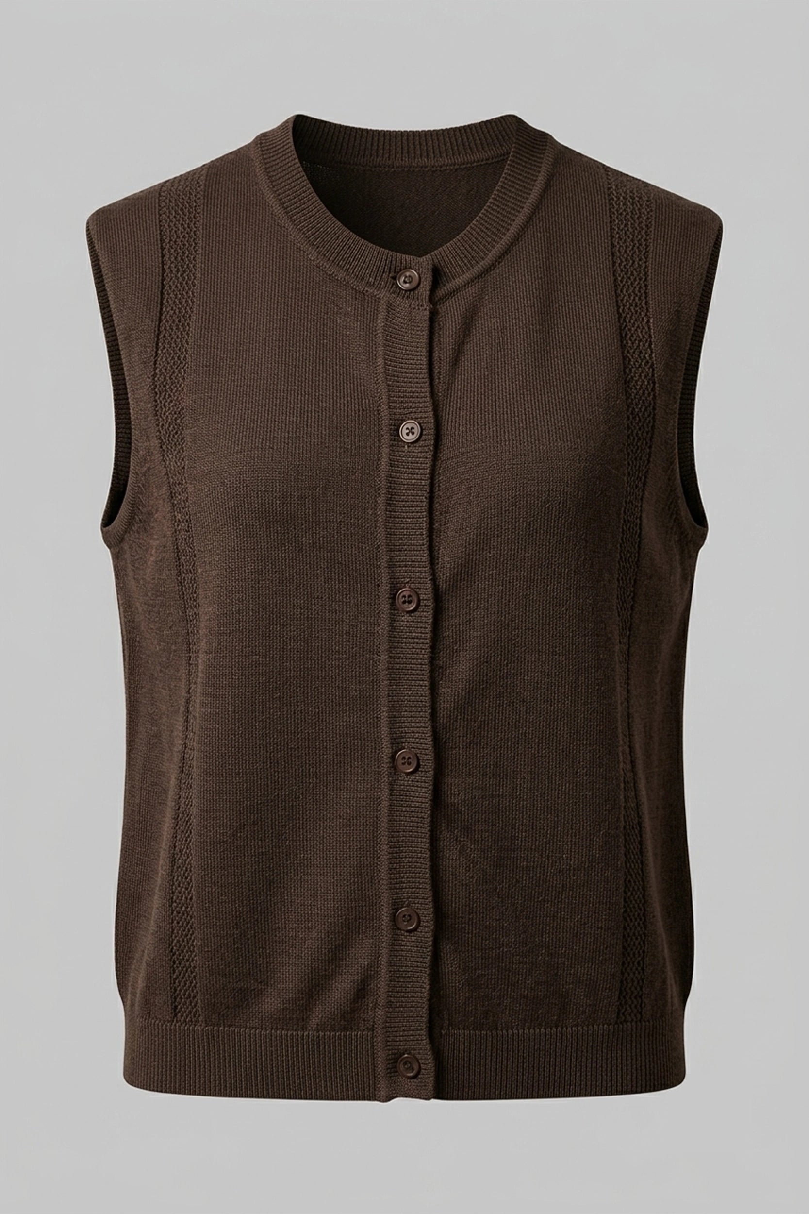 Ladies Sleeveless Knitted Front Button Vest