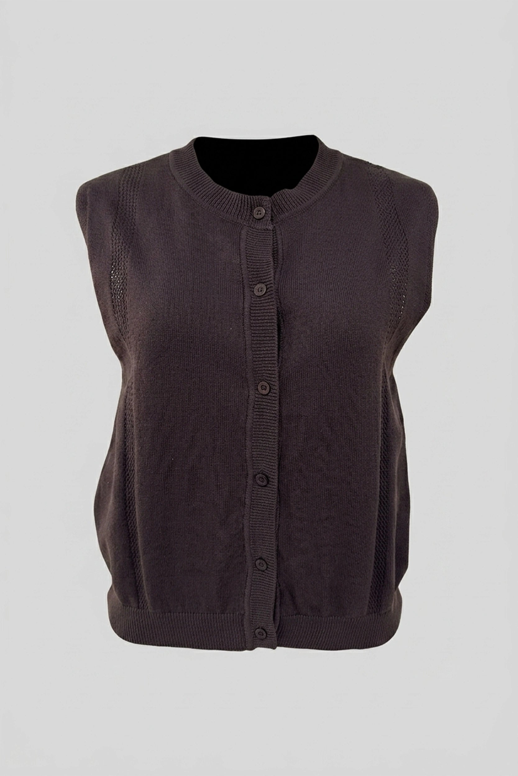 Ladies Sleeveless Knitted Front Button Vest