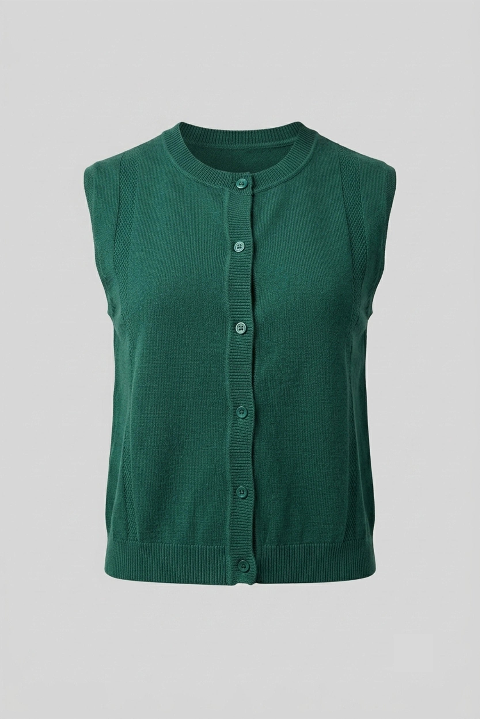 Ladies Sleeveless Knitted Front Button Vest