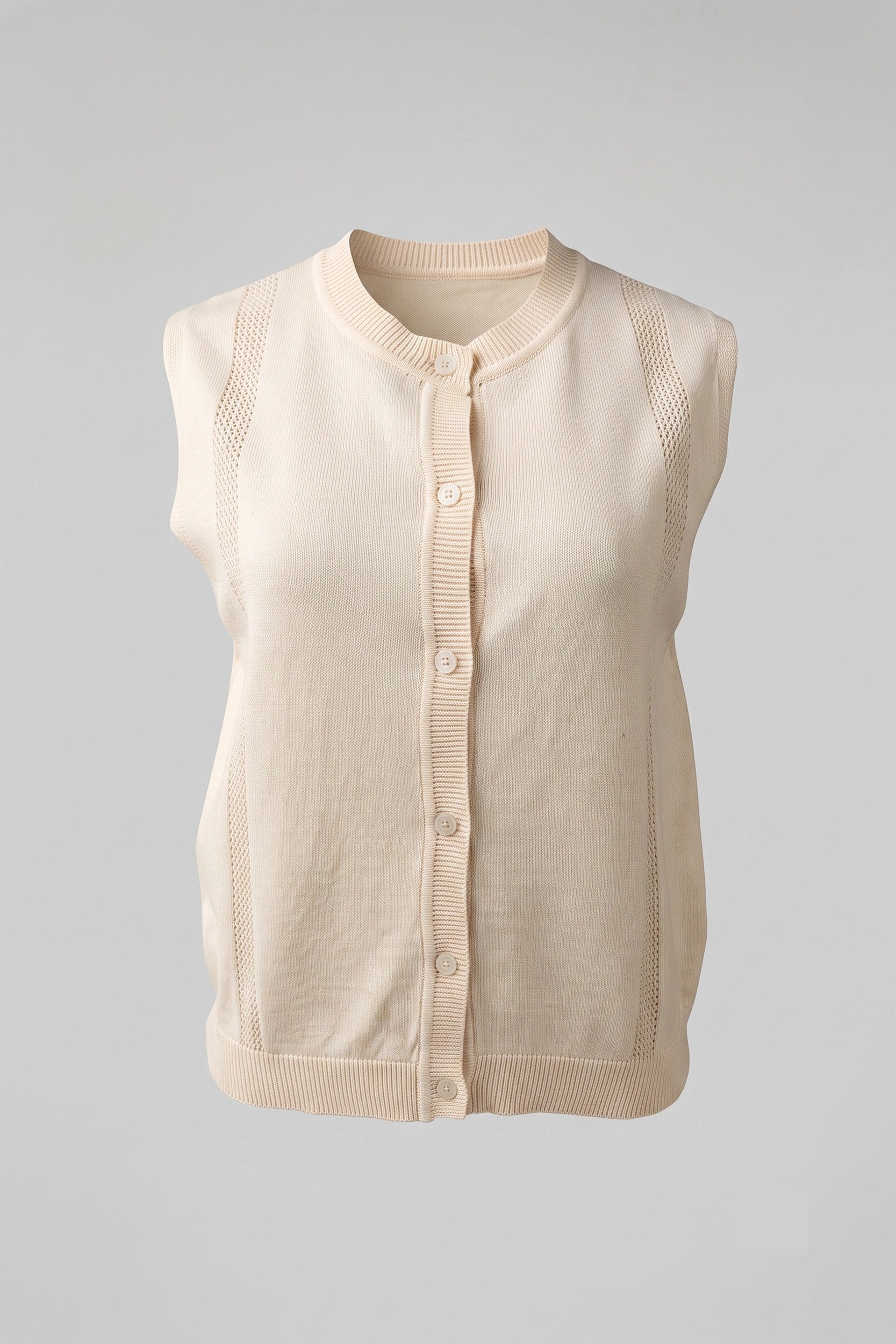 Ladies Sleeveless Knitted Front Button Vest