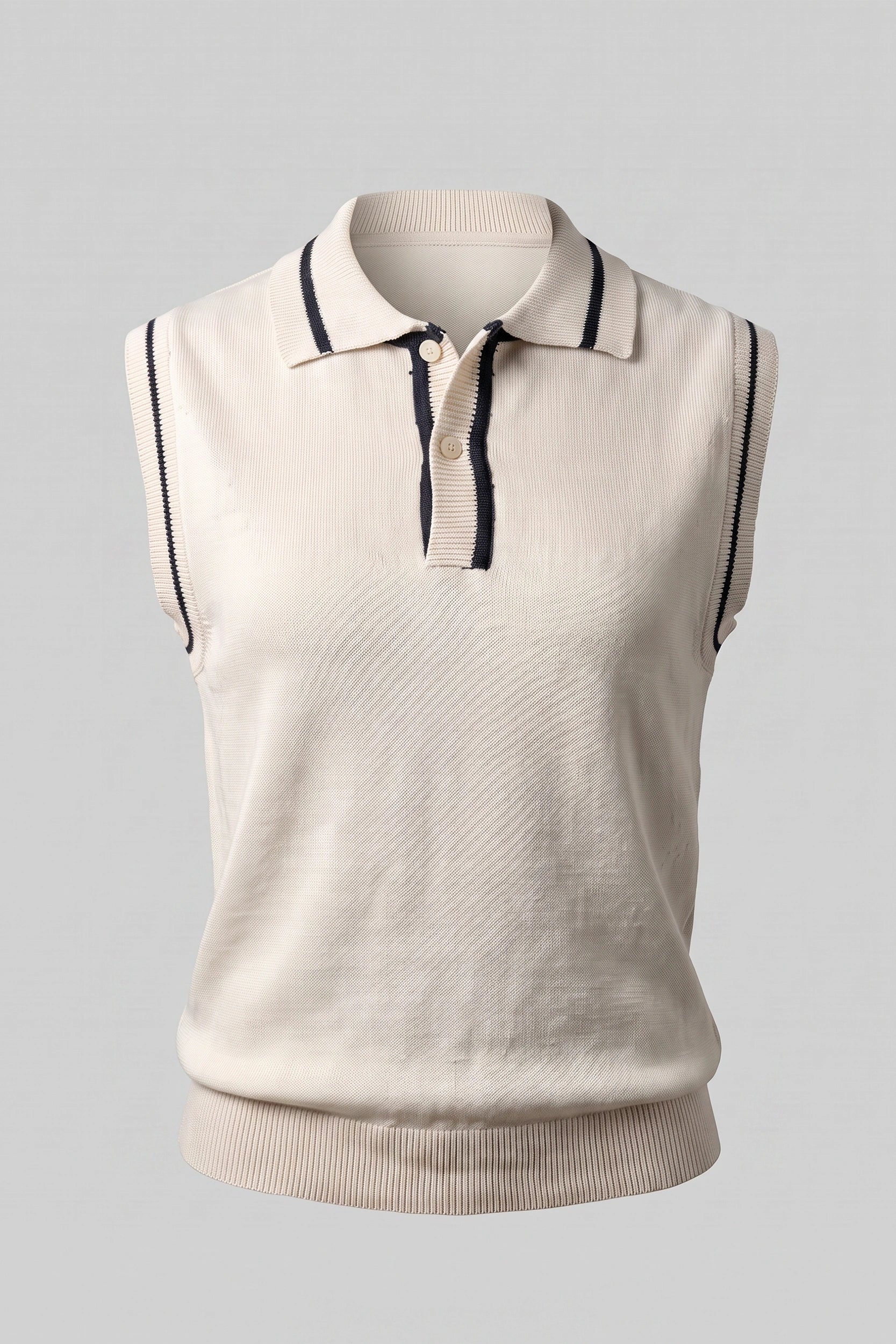 Ladies Sleeveless Knitted Polo Top Women Casual Shirt