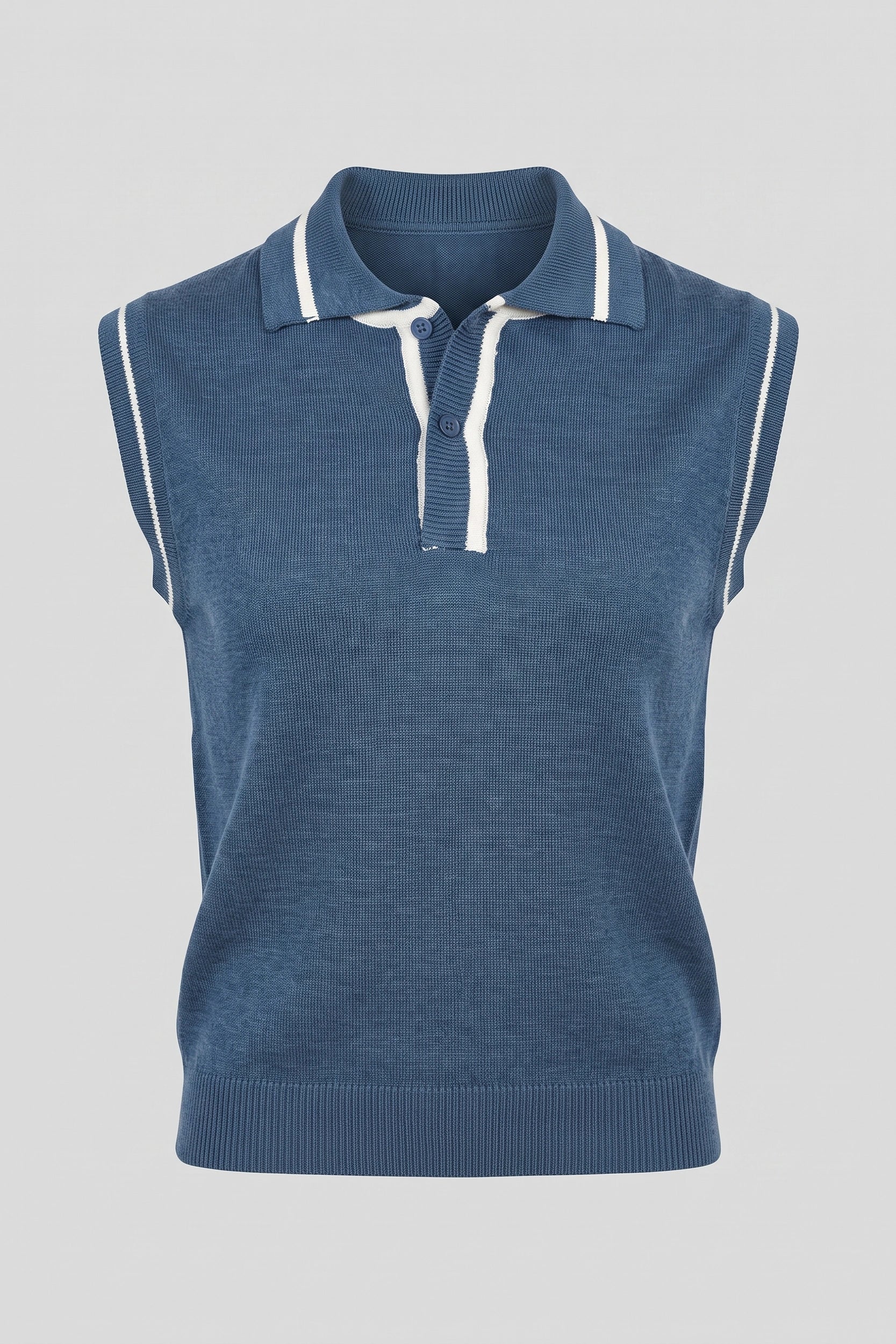 Ladies Sleeveless Knitted Polo Top Women Casual Shirt
