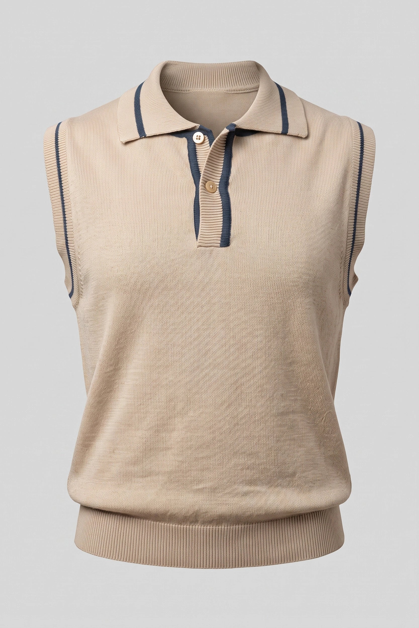 Ladies Sleeveless Knitted Polo Top Women Casual Shirt