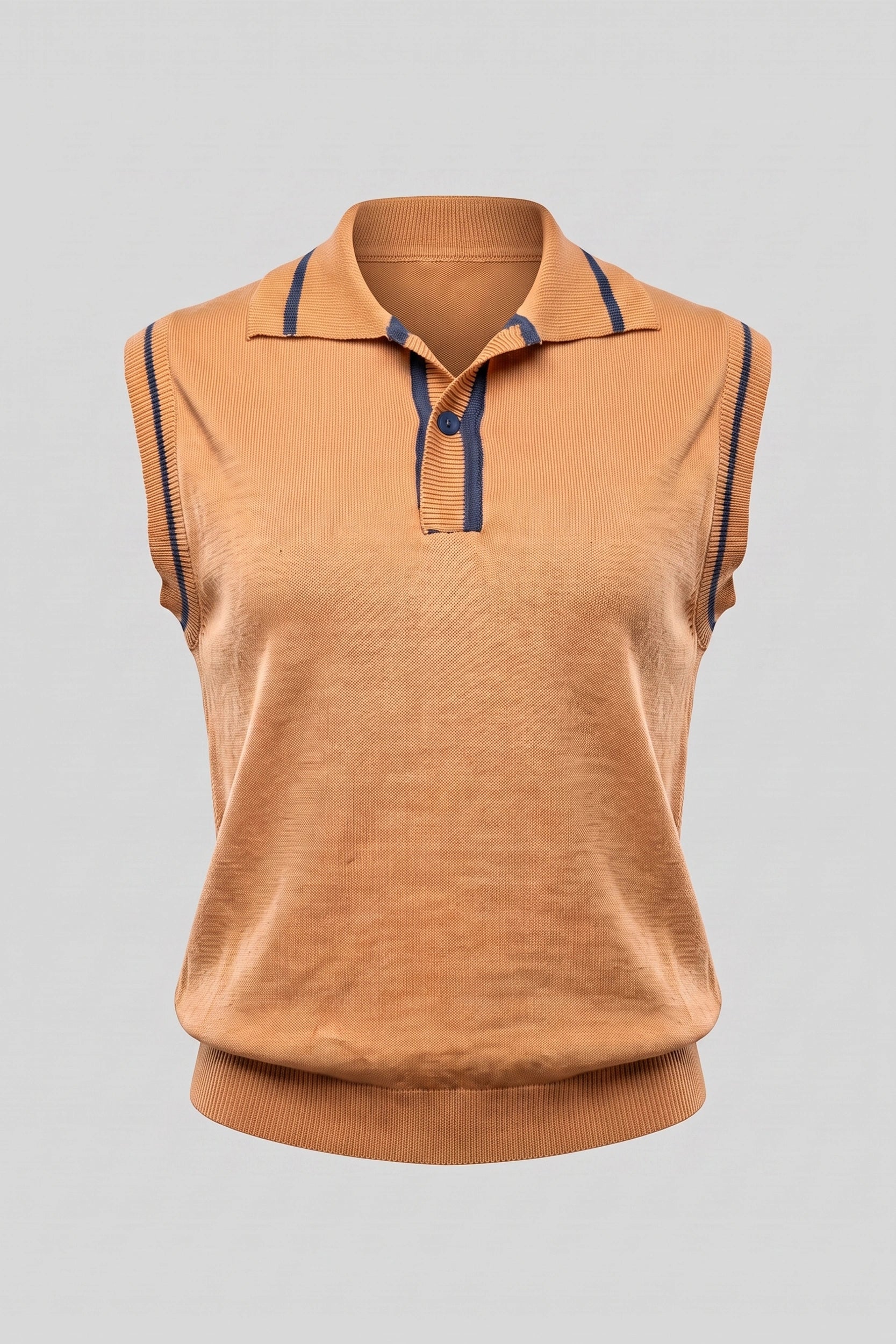 Ladies Sleeveless Knitted Polo Top Women Casual Shirt