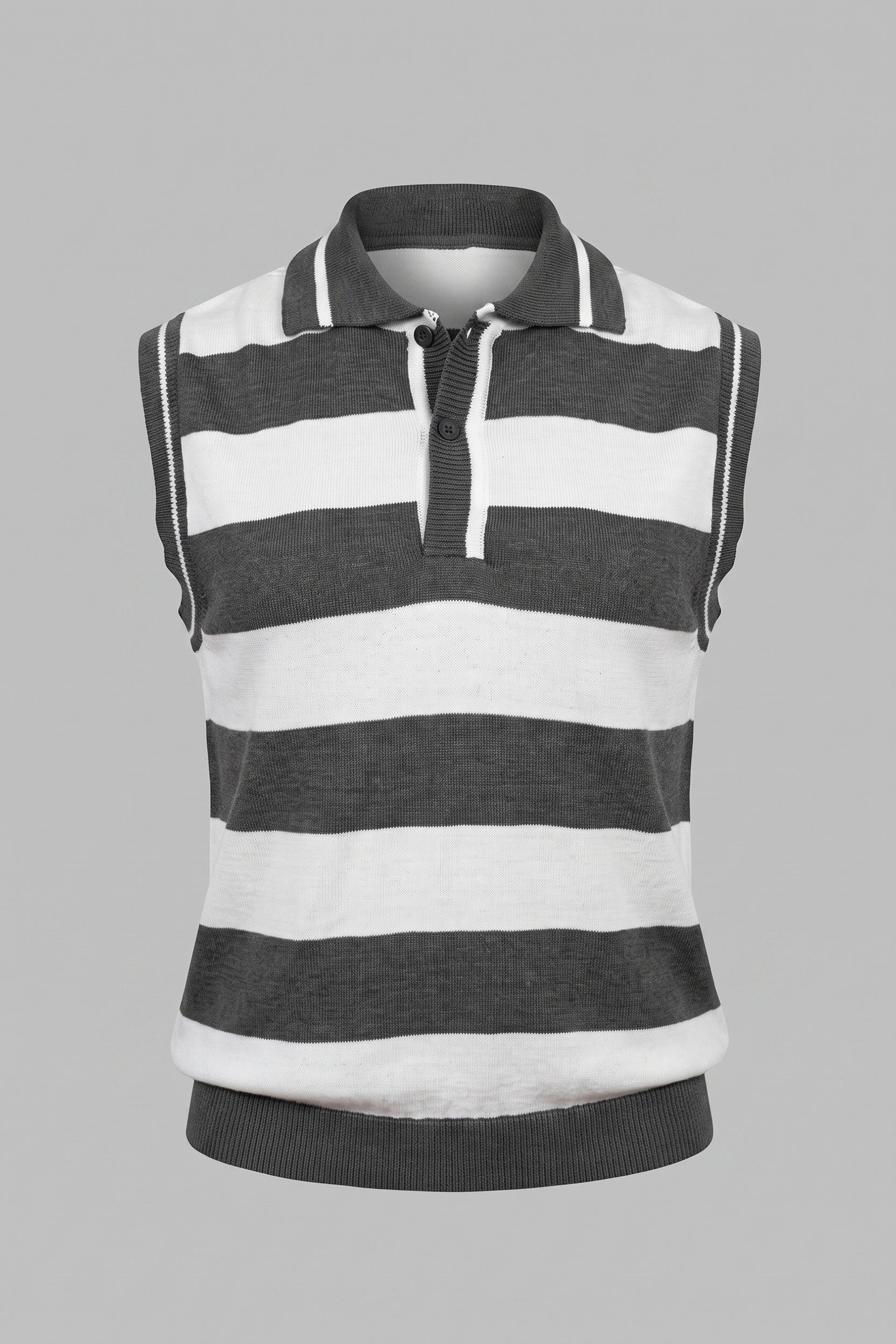 Ladies Sleeveless Knitted Polo Top Women Casual Shirt