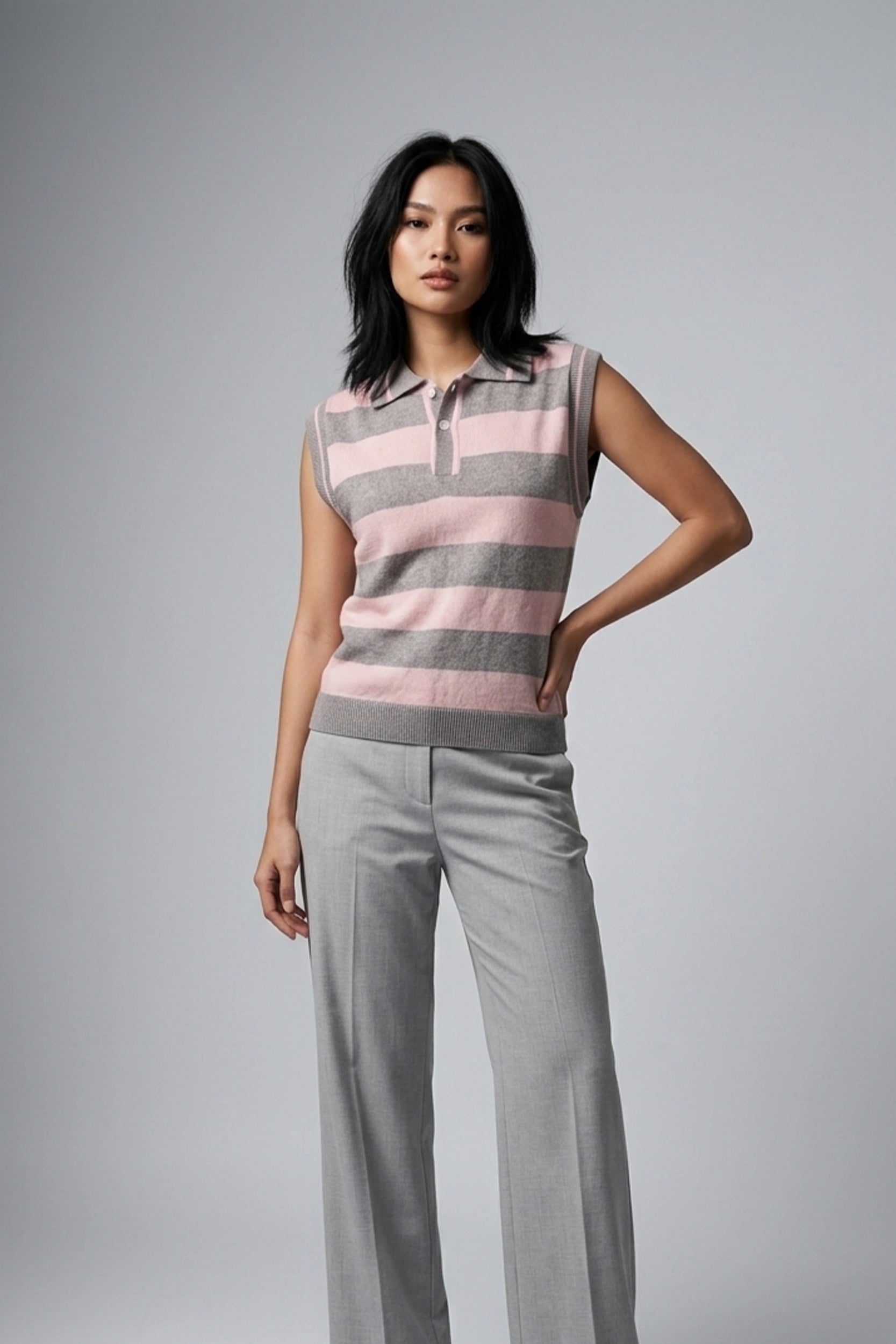 Ladies Sleeveless Knitted Polo Top - Casual Wear