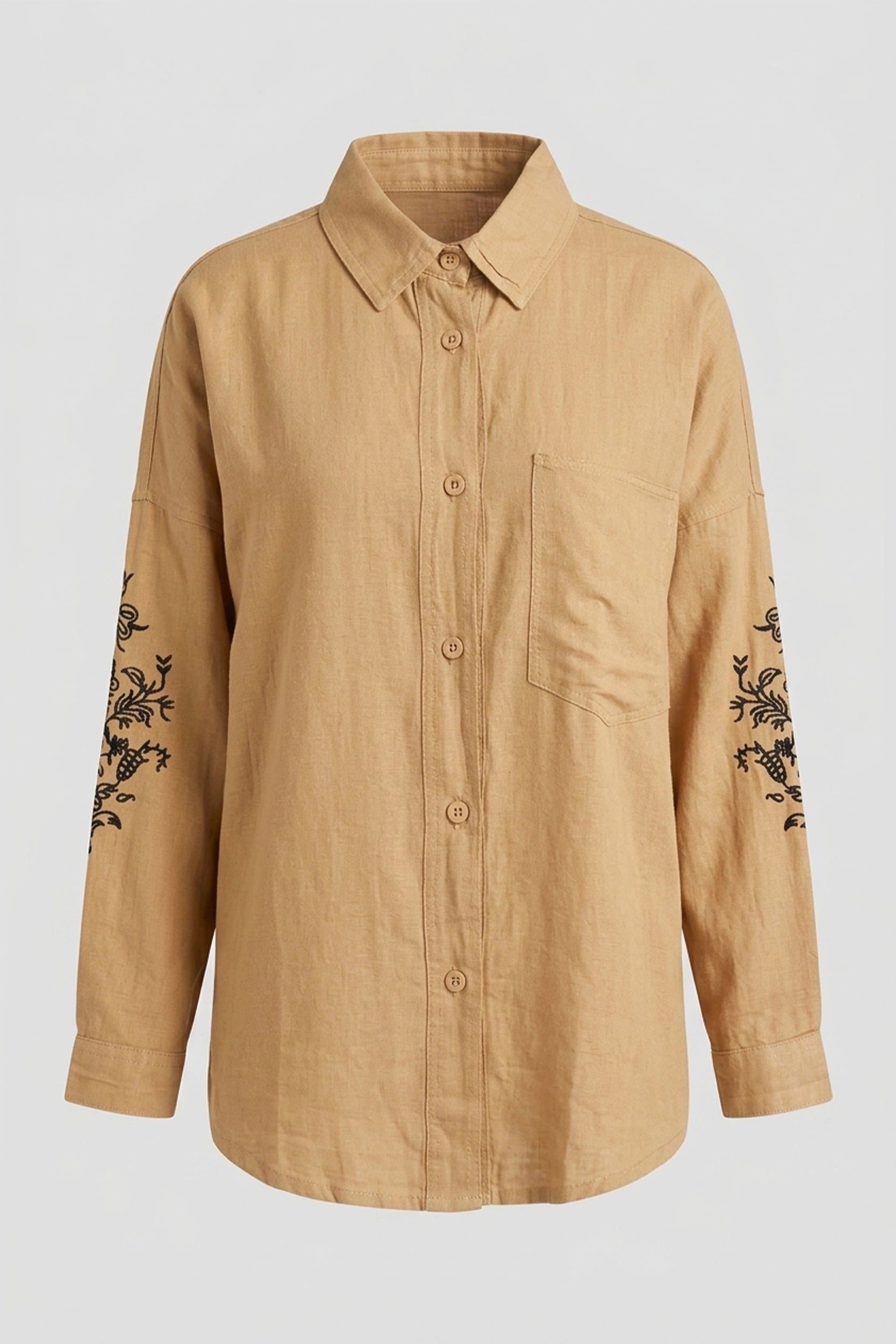 Linen Dropshoulder Oversized Longsleeve Top for Women