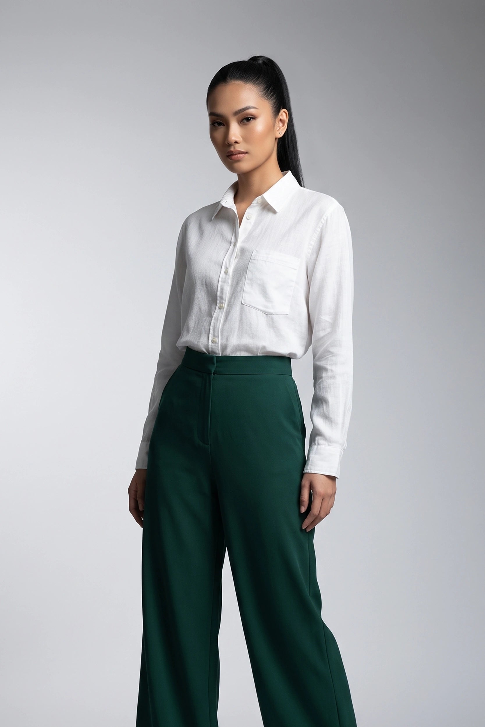 Linen High Density Longsleeve Regular Fit Ladies Shirt