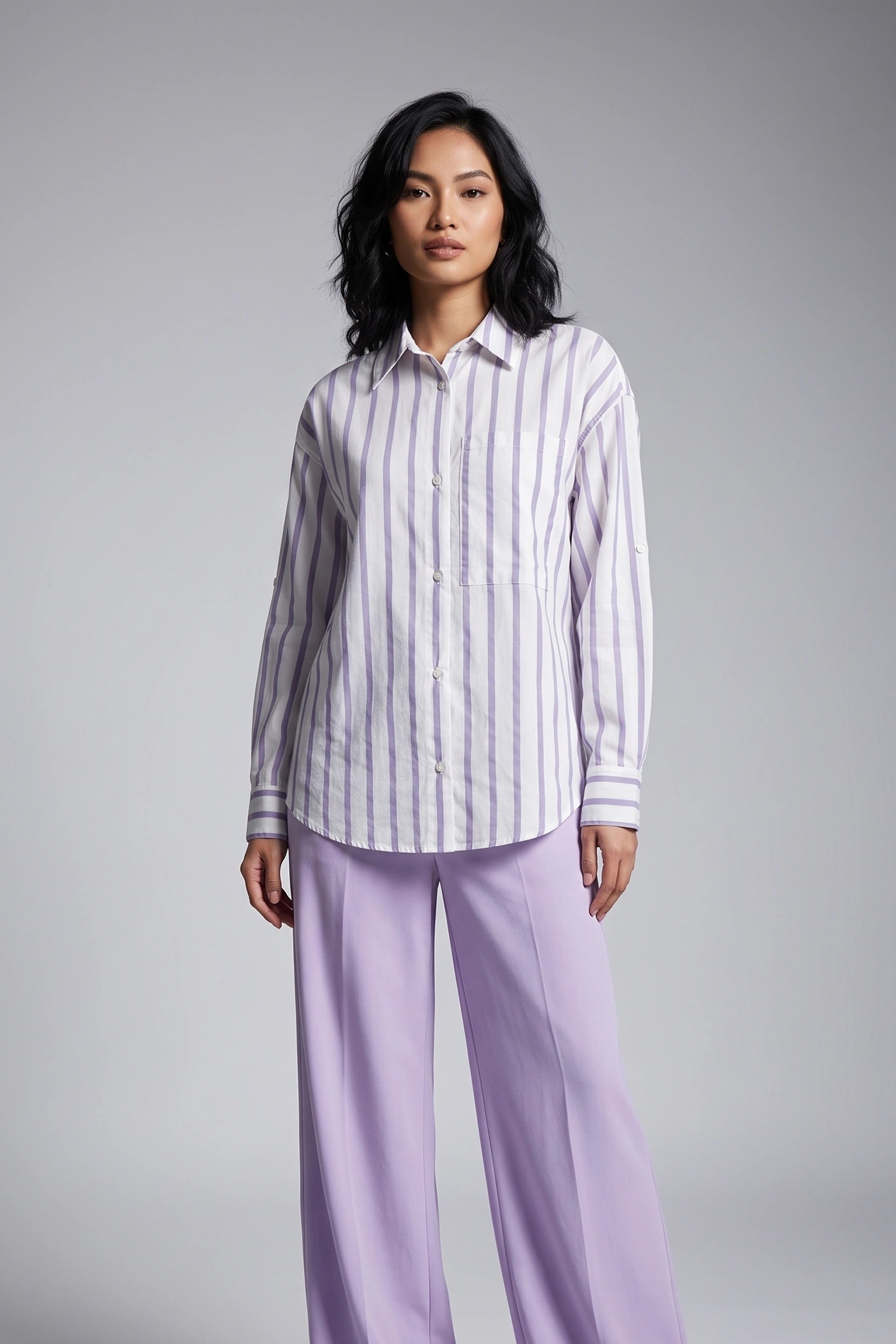 Linen Longsleeve Stripe Ladies Shirt - Casual Everyday