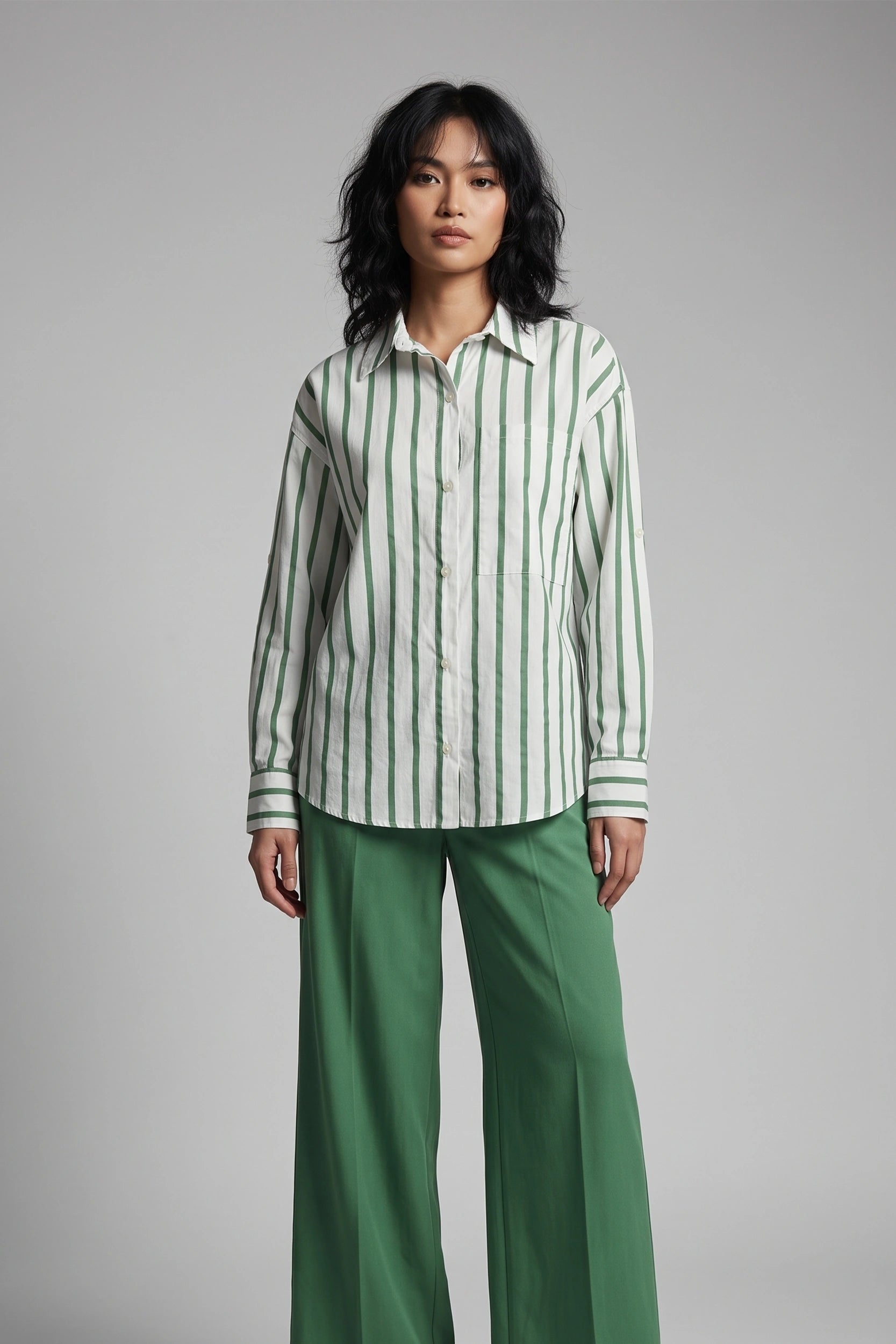 Linen Longsleeve Stripe Ladies Shirt - Casual Everyday