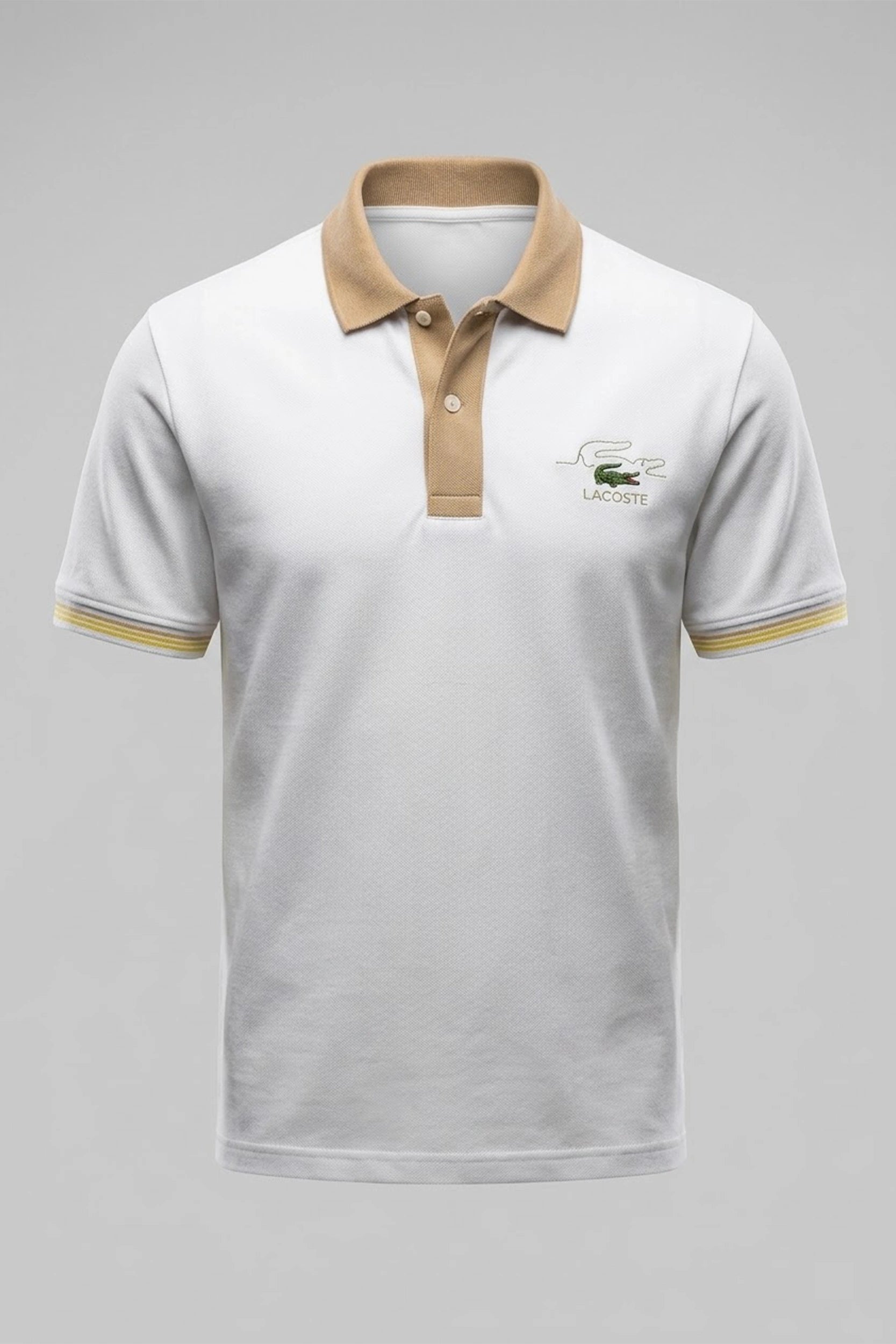 Men's Polo Shirt with Brown Contrast Collar Detail