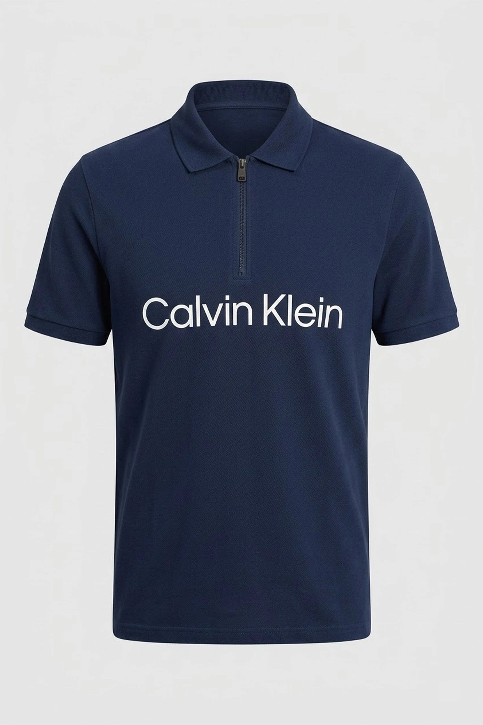 Men's Slim Fit Polo Shirt with Zipper Placket Detail