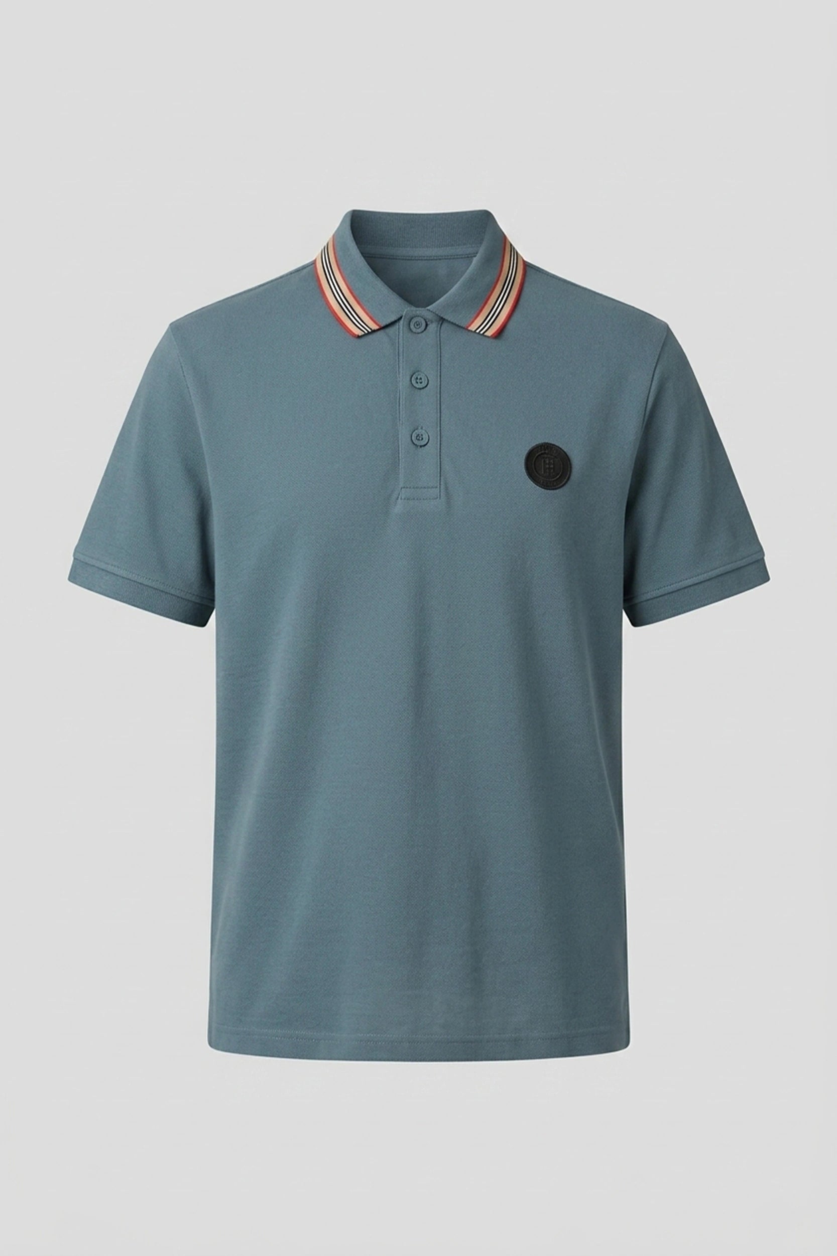 Men's Polo Shirt with Embroidered Badge Detail - Cotton