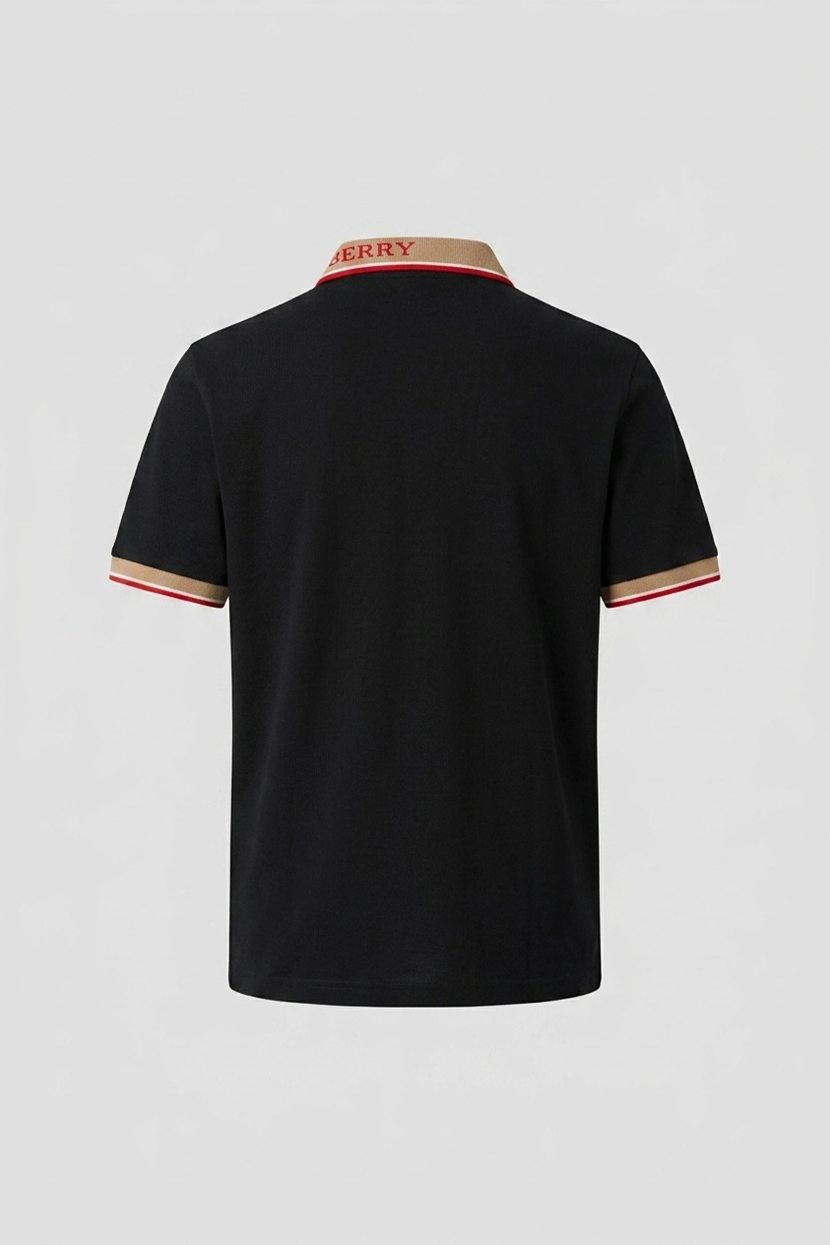 Men's Polo Shirt with Brown Contrast Collar Trim Detail