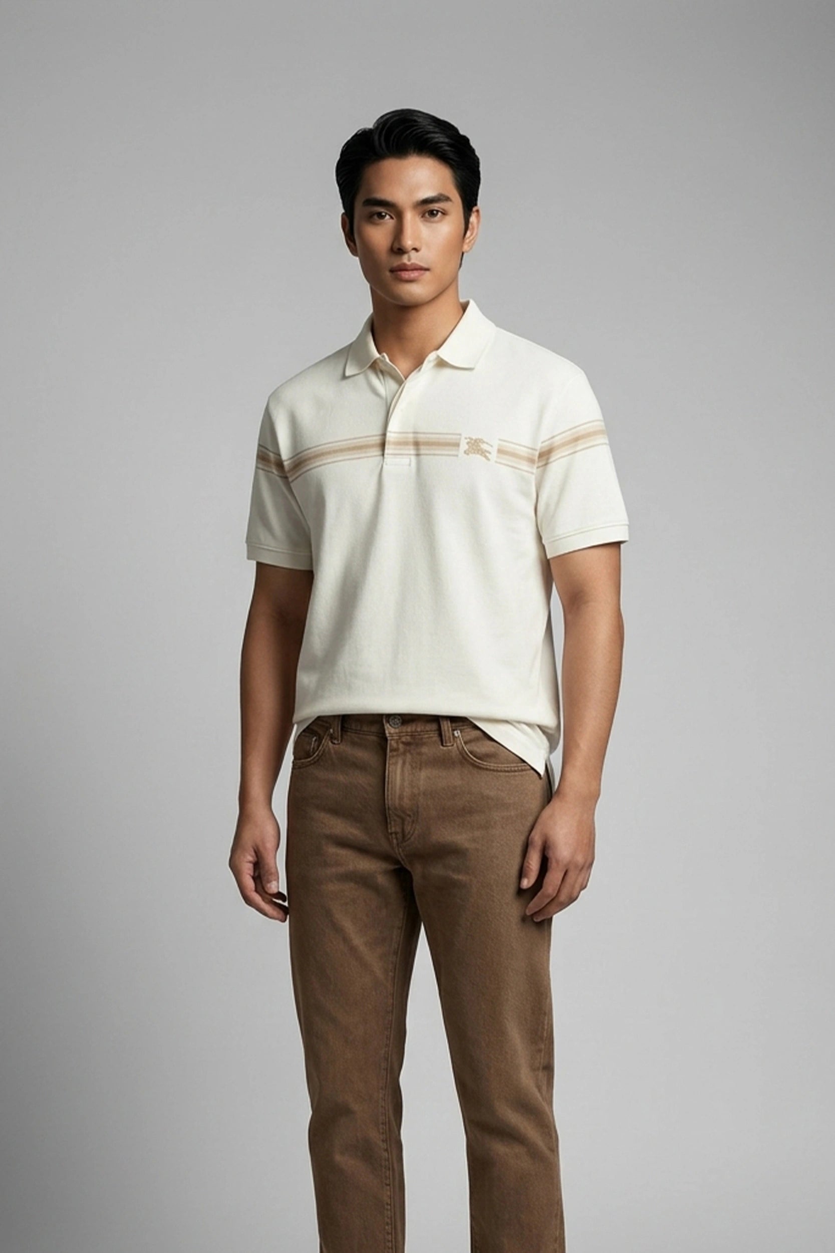 Men's Polo Shirt with Lined Collar - Classic Cotton Fit