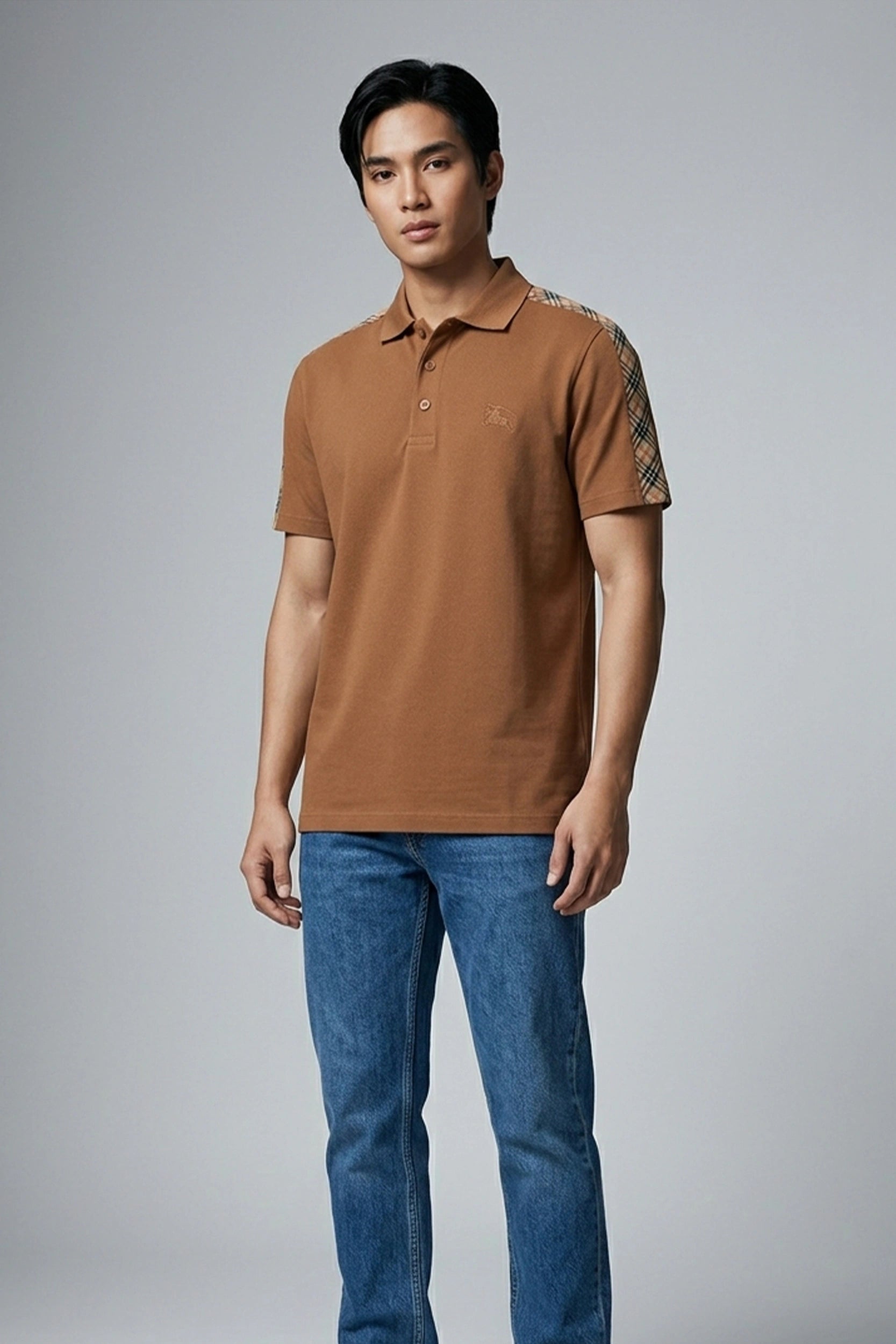 Men's Polo Shirt with Signature Shoulder Design Detail