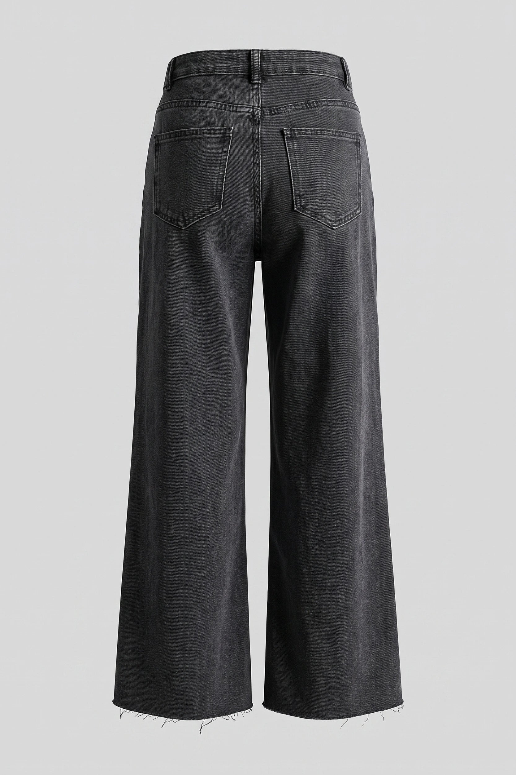 Women High Rise Petite Length Wide Leg Jeans Ash Black