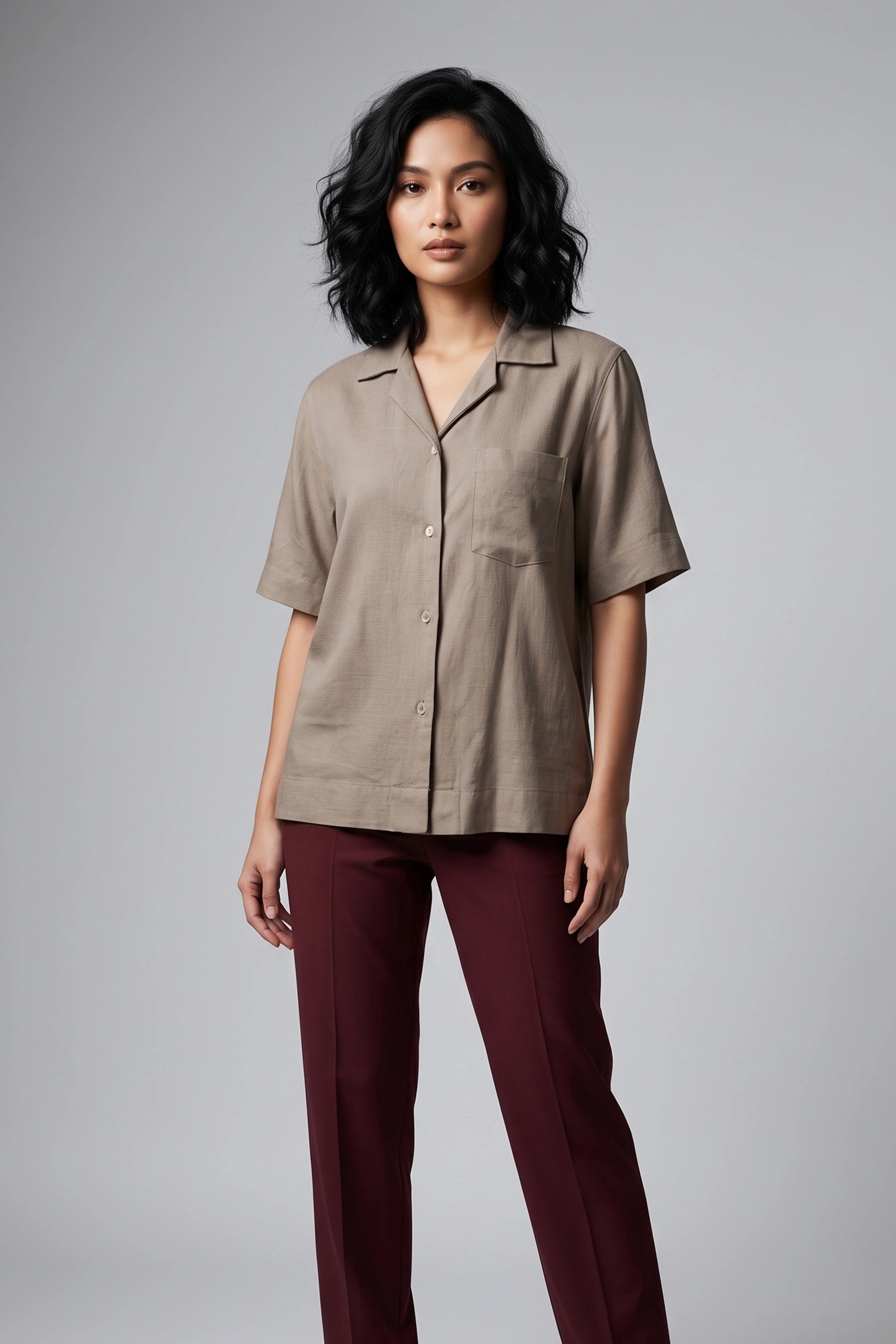 Ladies Soft Linen Polo Shirt Short Sleeve Women Top