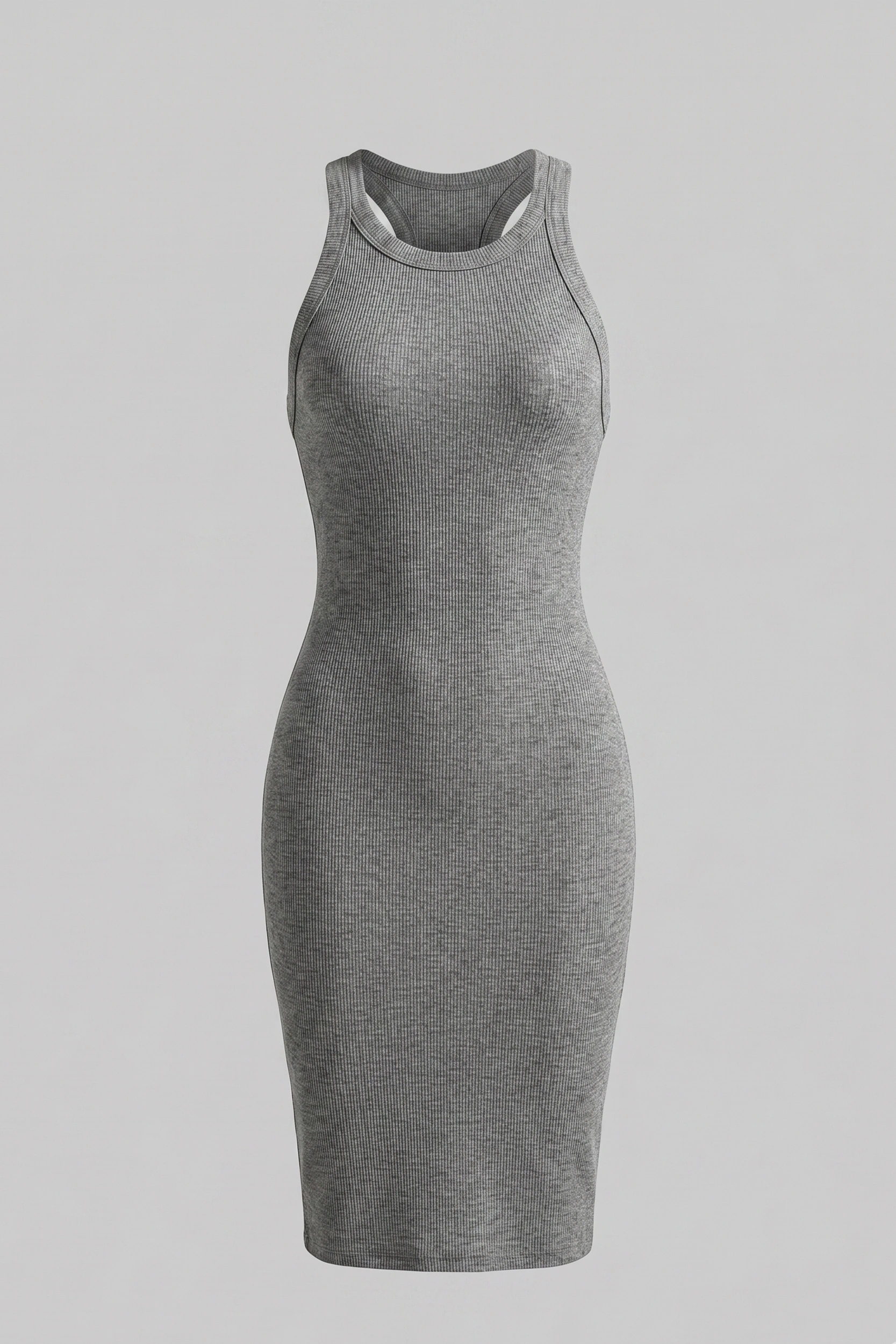 Women's Ribbed Sleeveless Fitted Midi Dress - Racer