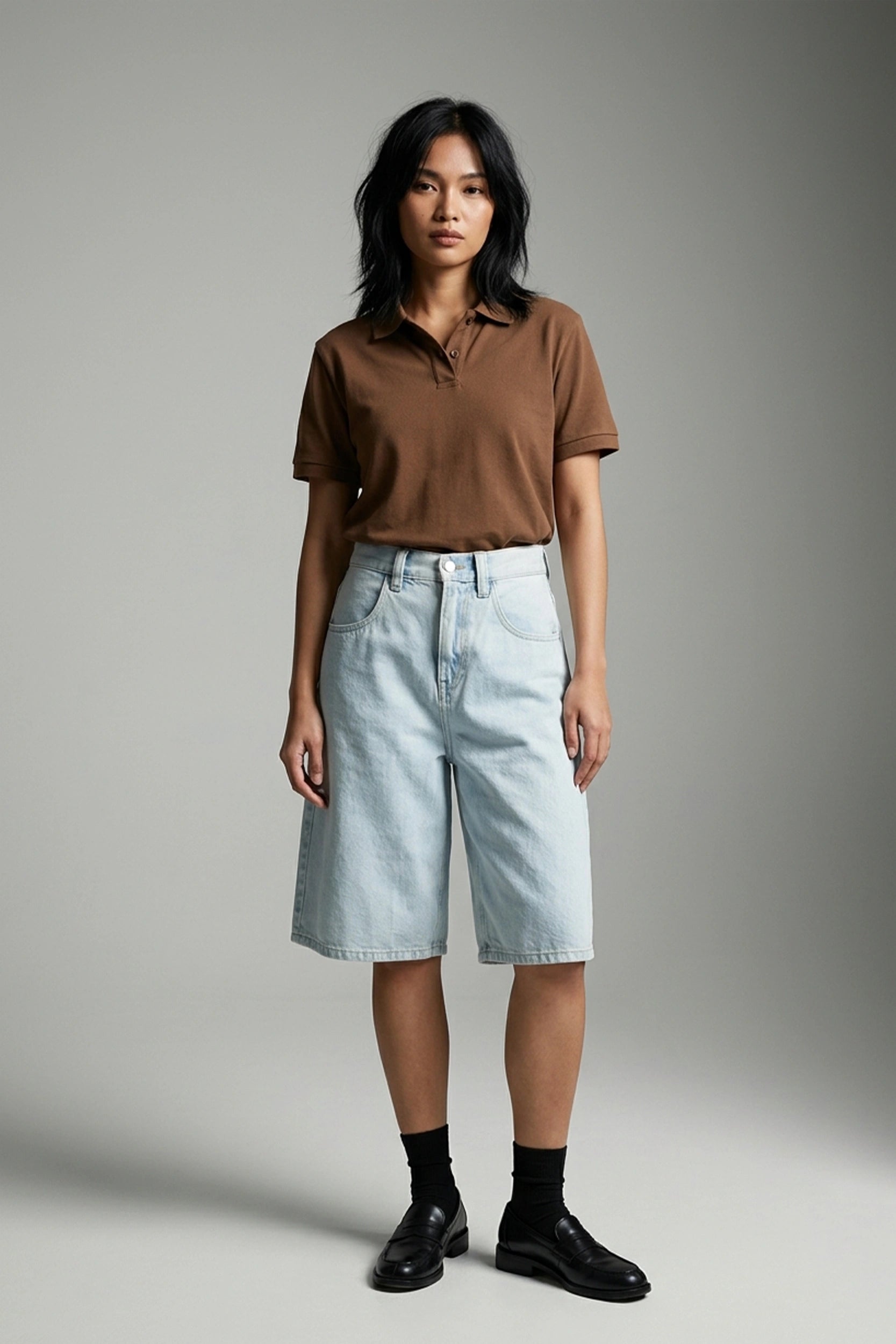 Ladies Denim Baggy Shorts Women Jorts Casual Relaxed