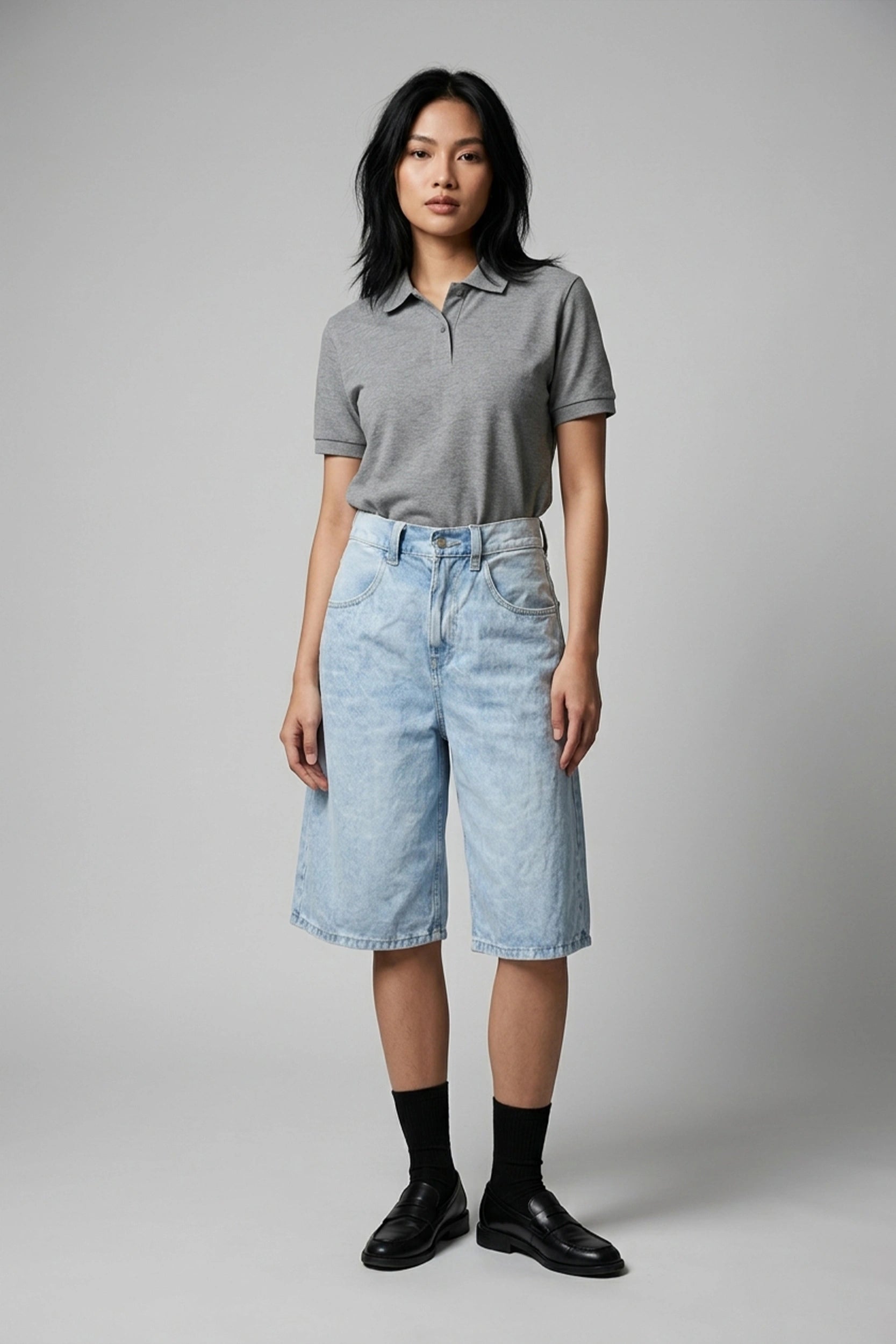 Ladies Denim Baggy Shorts Women Jorts Casual Relaxed