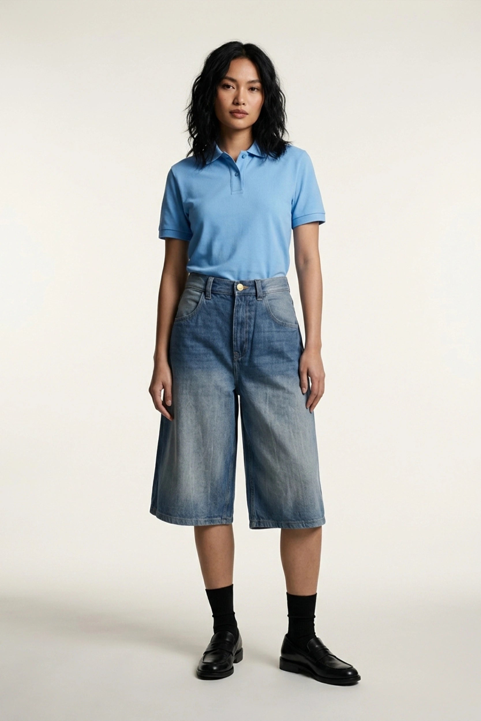 Ladies Denim Baggy Jorts Women Casual Denim Shorts