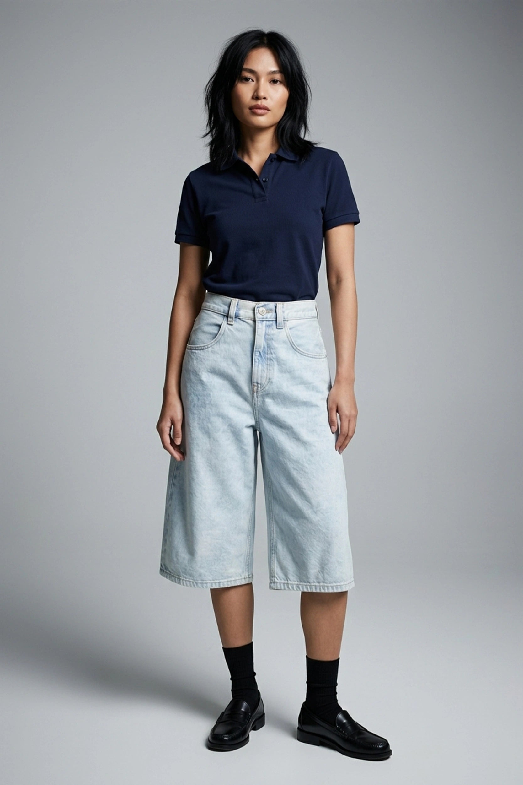 Ladies Denim Baggy Jorts Women Casual Denim Shorts