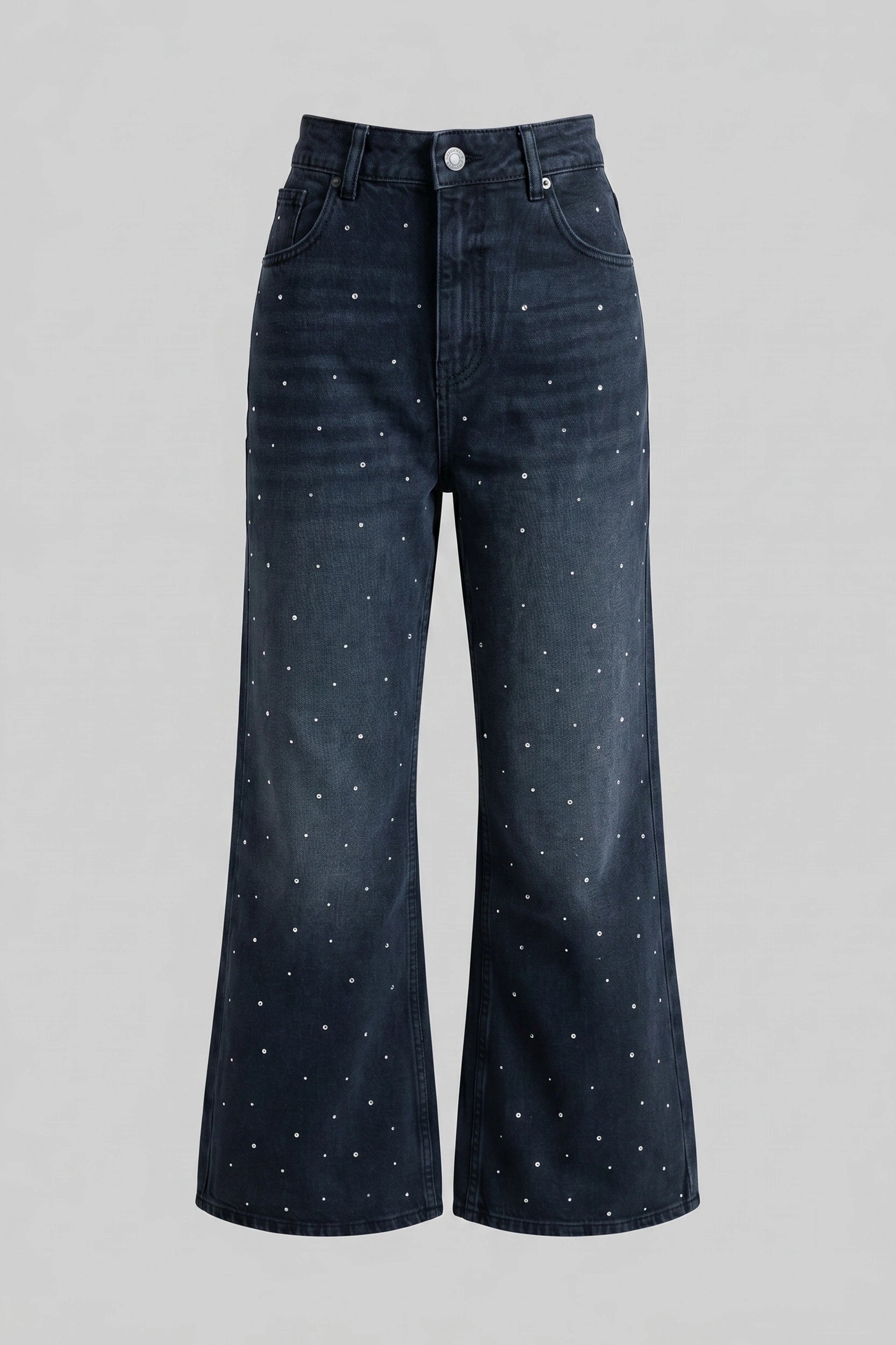 Women's Semi Bootcut Embellished Jeans Black Denim