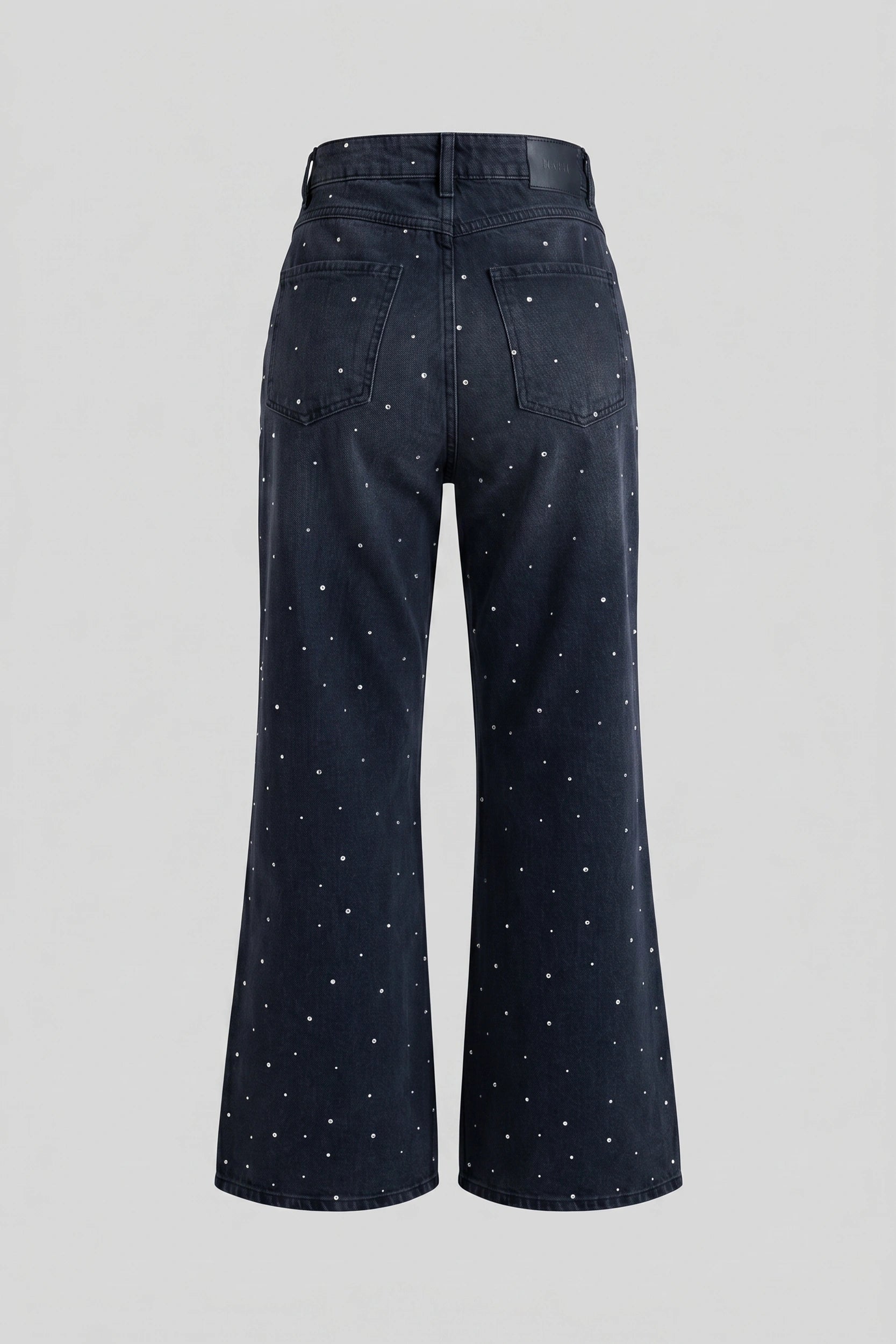 Women's Semi Bootcut Embellished Jeans Black Denim