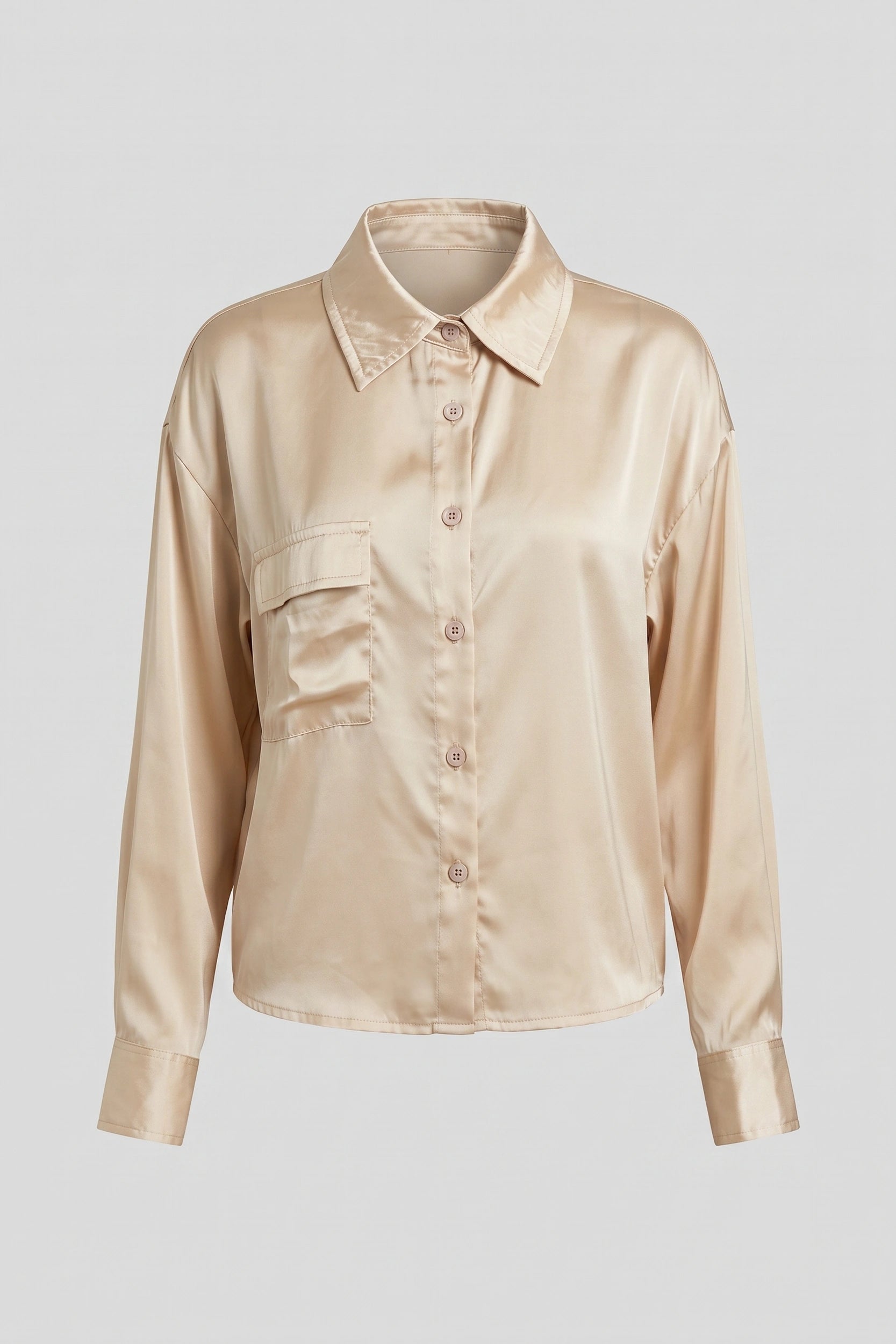 Silk Longsleeve Drop Shoulder Top - Elegant Wear