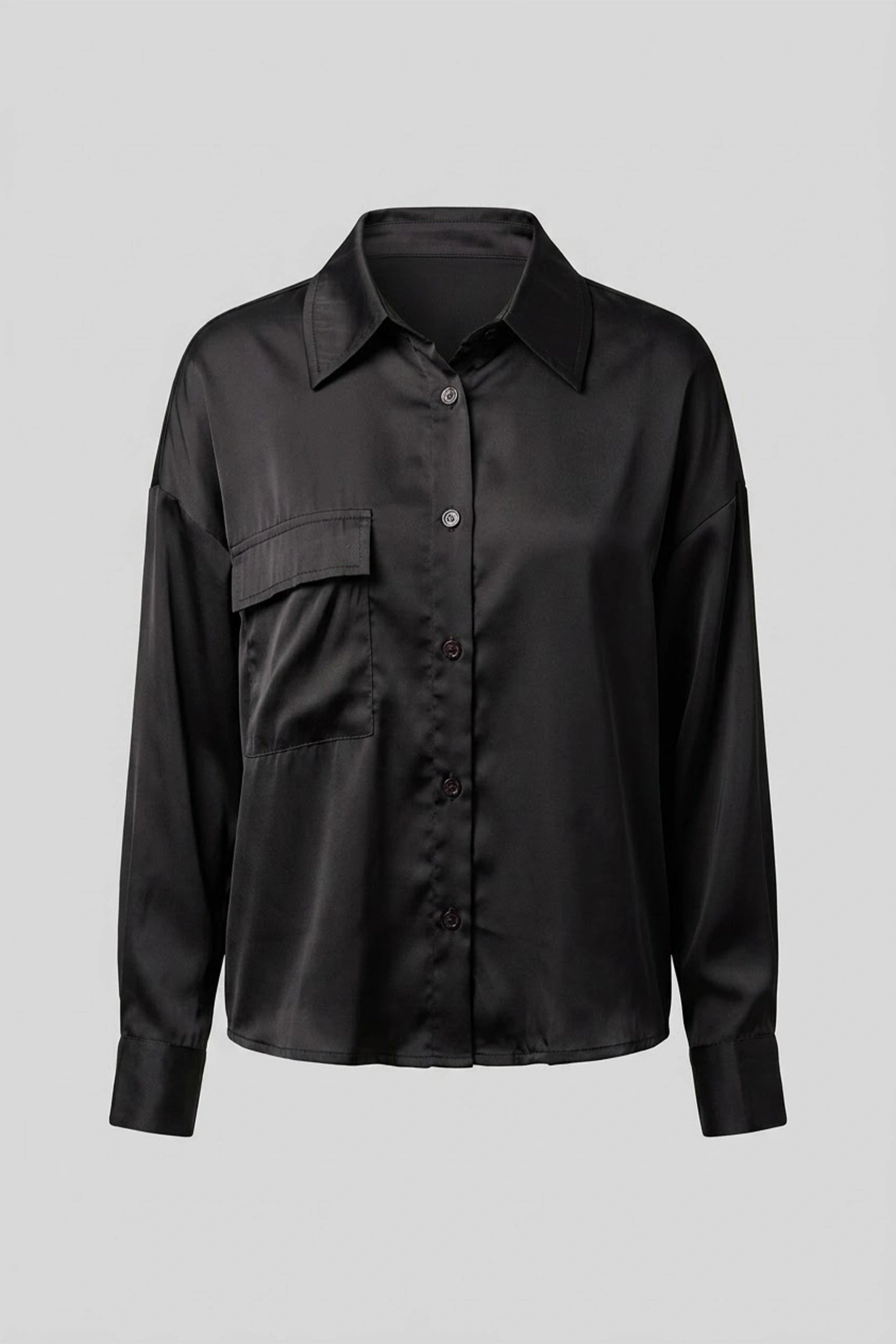 Silk Longsleeve Drop Shoulder Top - Elegant Wear