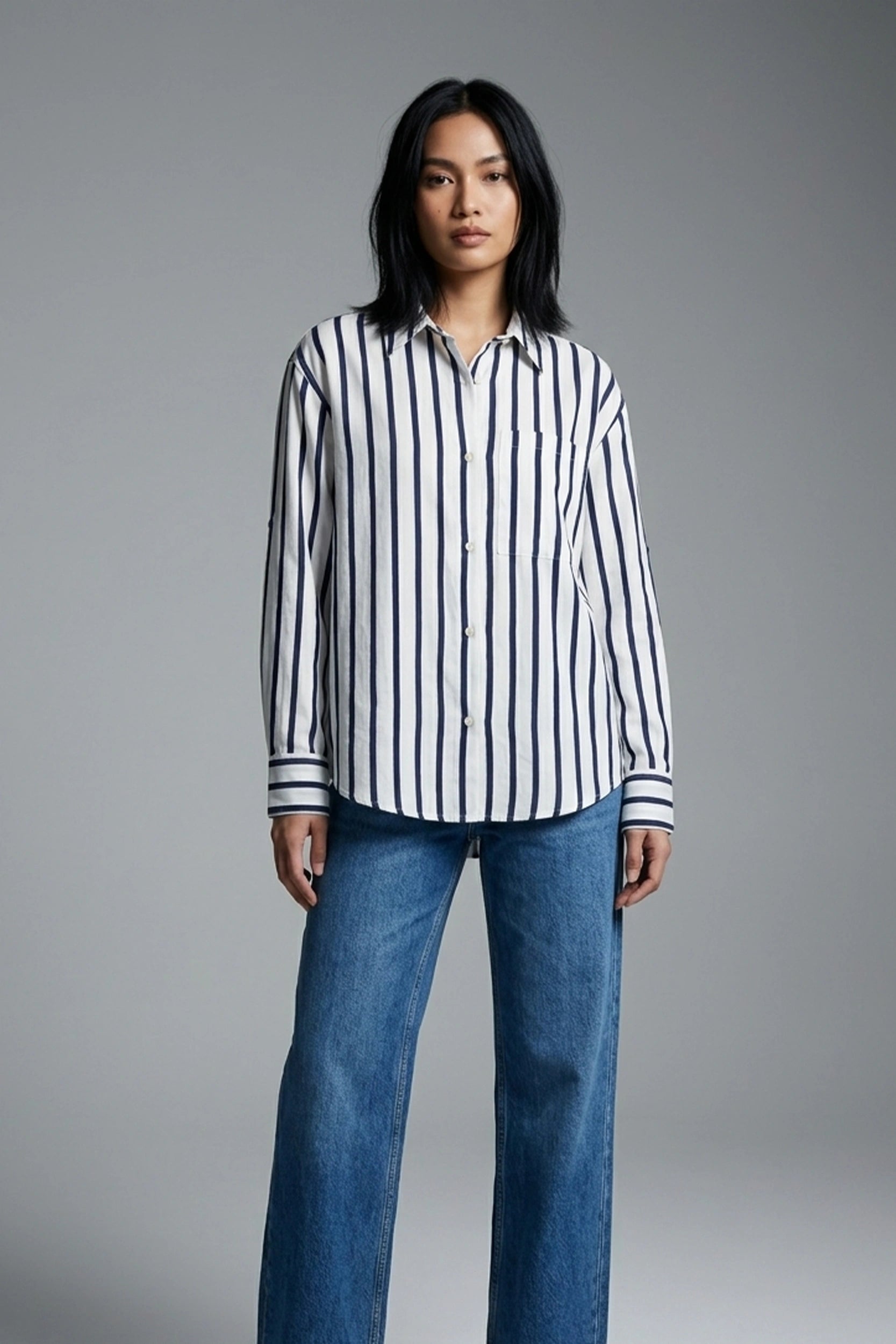 Soft Linen Longsleeve Striped Shirt for Ladies Wear