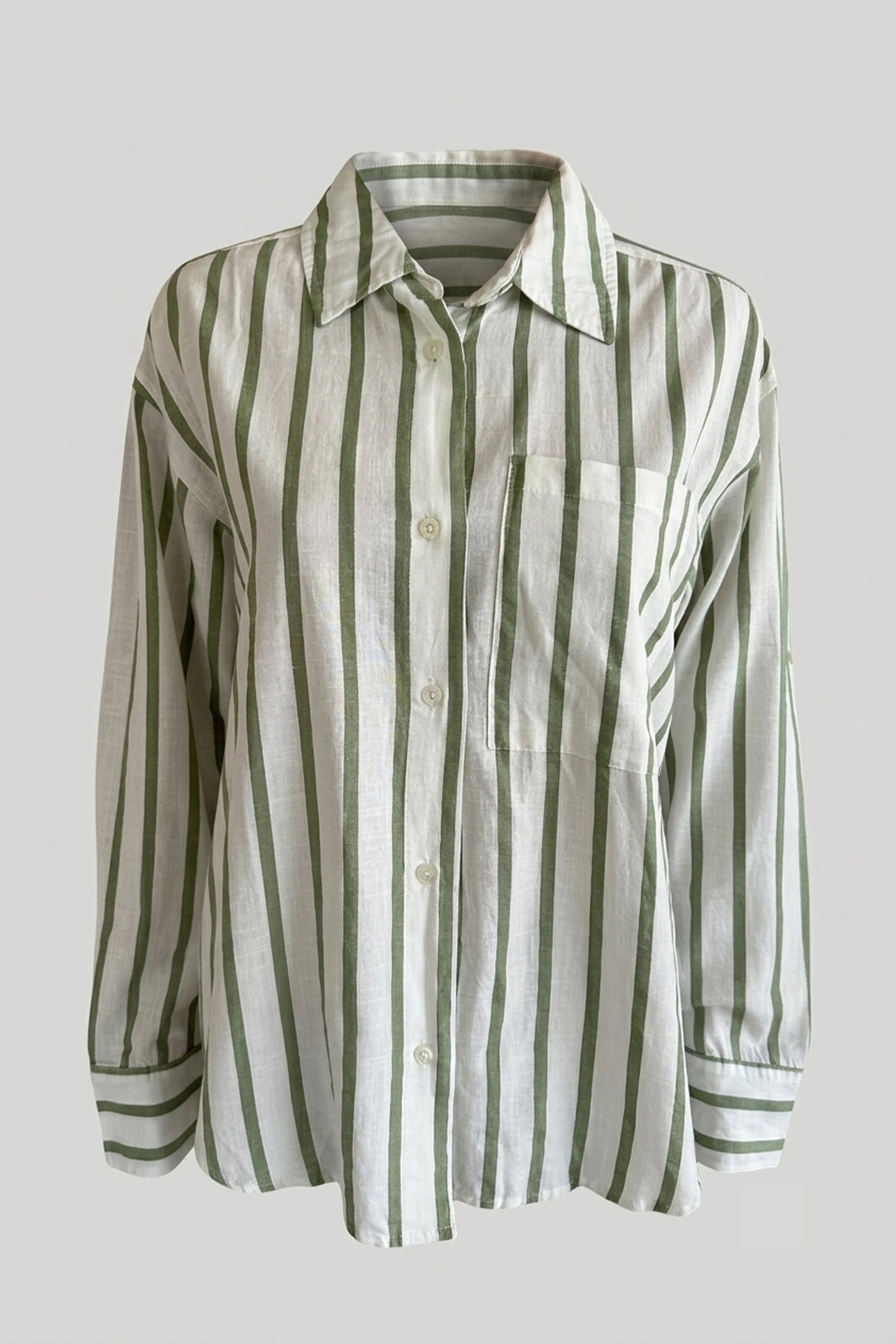 Soft Linen Longsleeve Striped Shirt for Ladies Wear