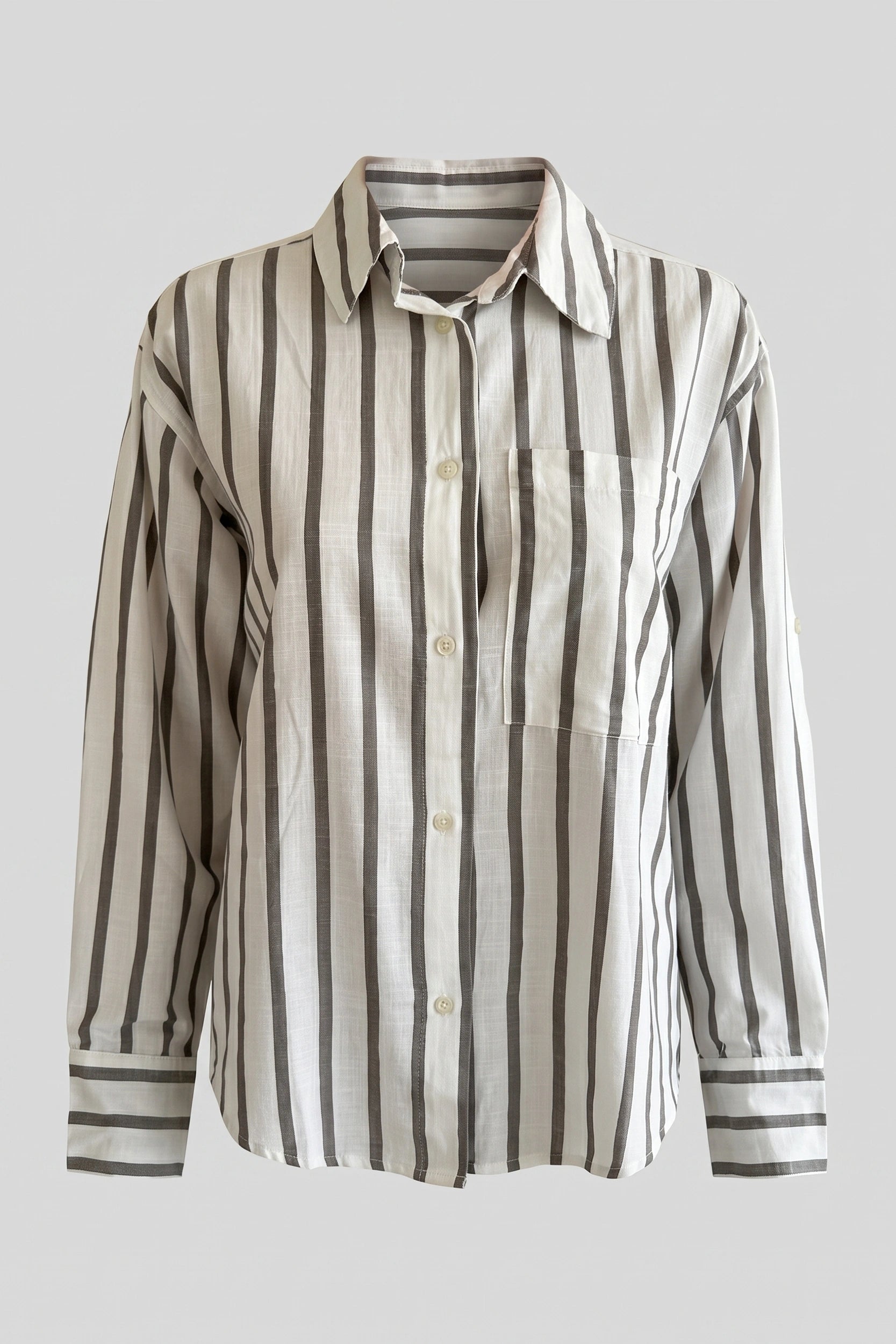 Soft Linen Longsleeve Striped Shirt for Ladies Wear