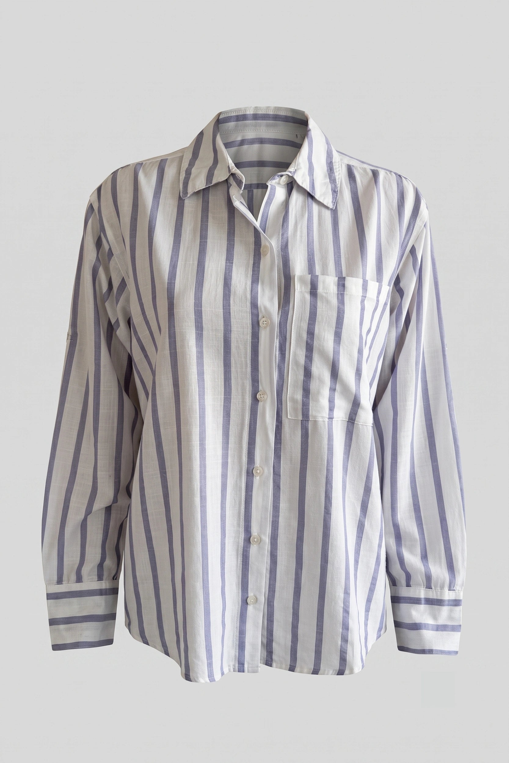 Soft Linen Longsleeve Striped Shirt for Ladies Wear