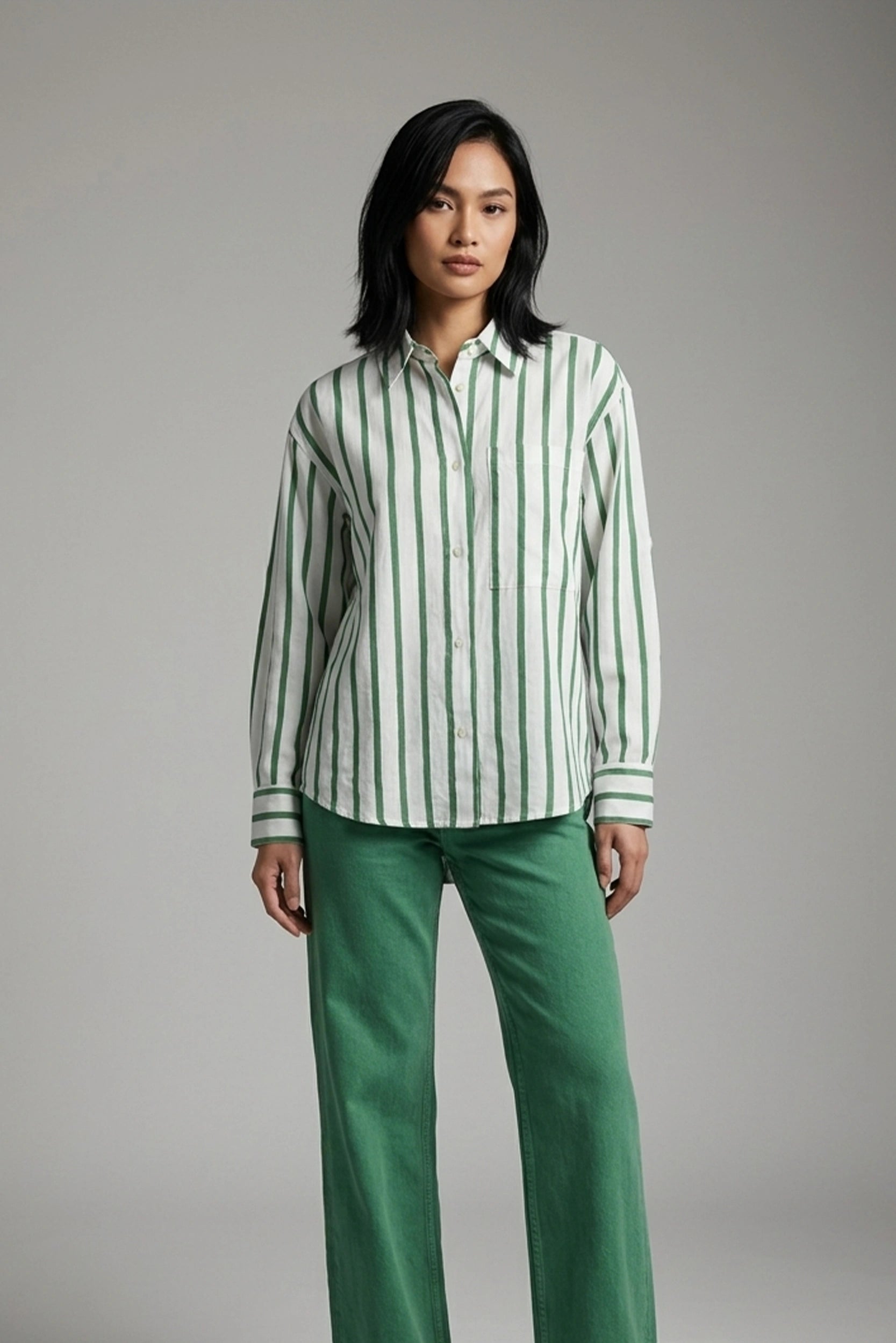 Soft Linen Longsleeve Striped Shirt for Ladies Wear