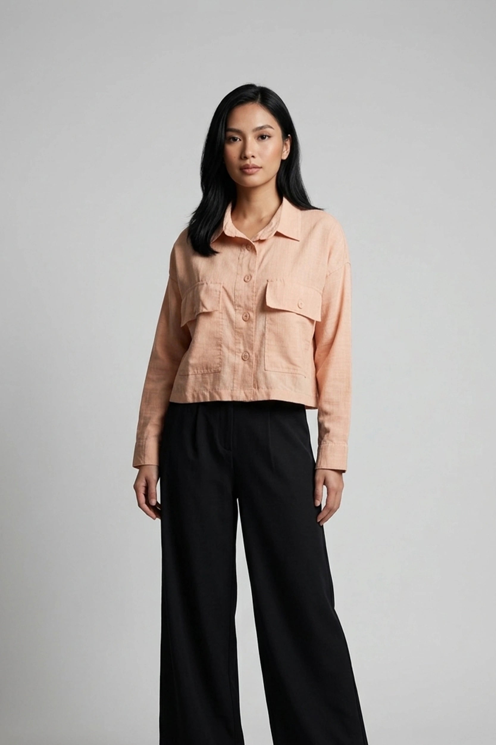 Soft Linen Longsleeve Women's Crop Oversized Top Style