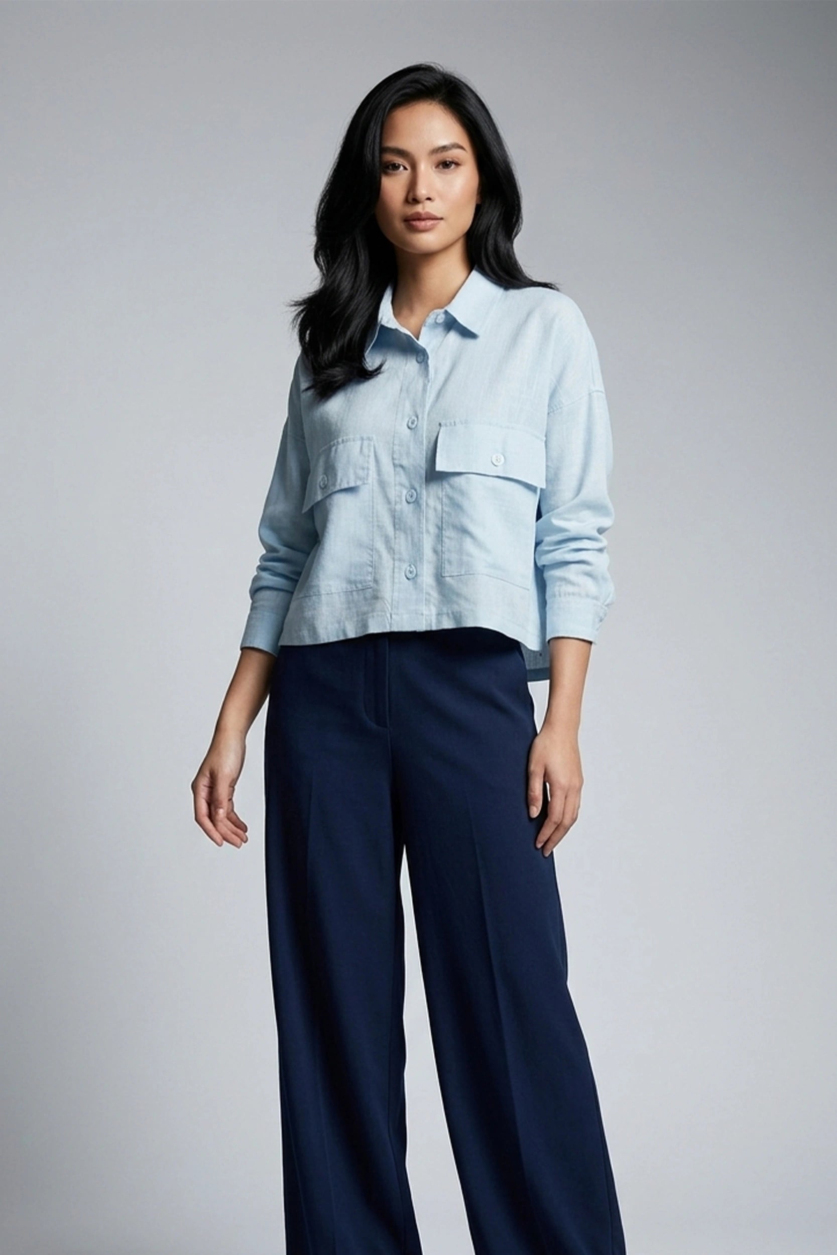 Soft Linen Longsleeve Women's Crop Oversized Top Style