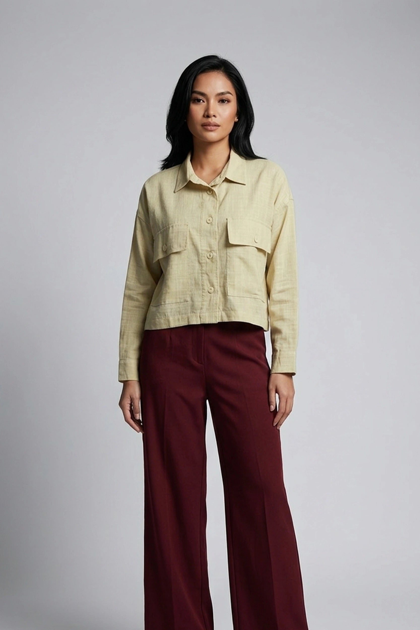 Soft Linen Longsleeve Women's Crop Oversized Top Style