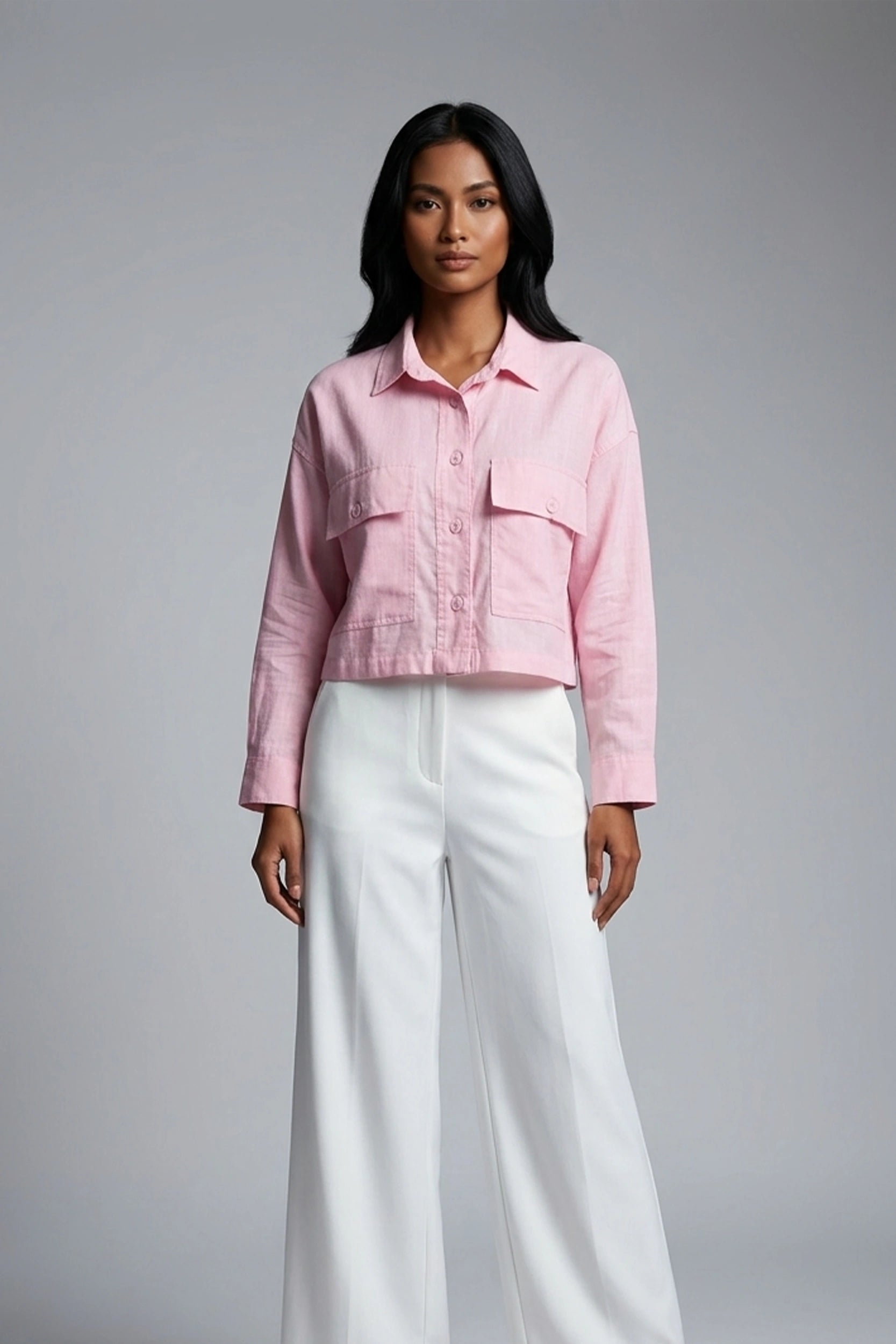 Soft Linen Longsleeve Women's Crop Oversized Top Style