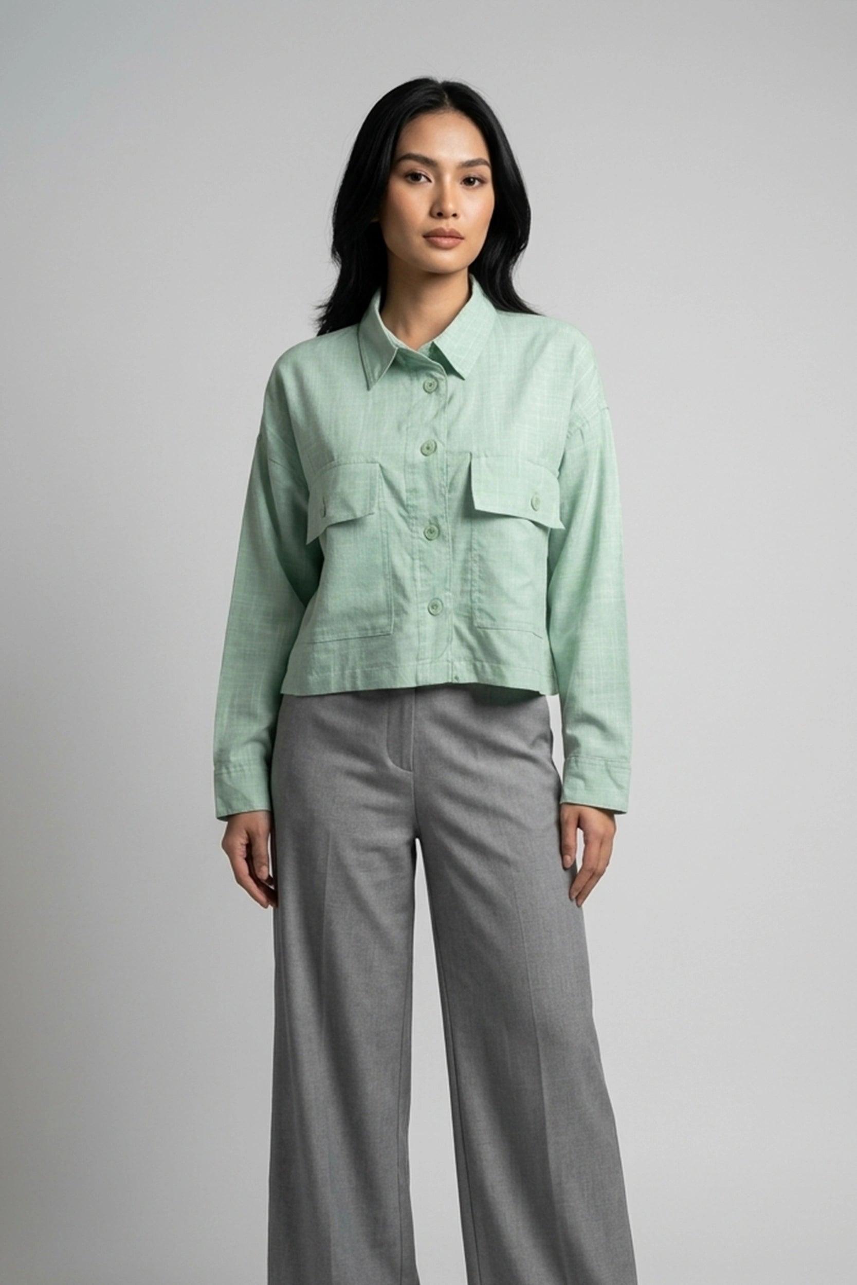 Soft Linen Longsleeve Women's Crop Oversized Top Style