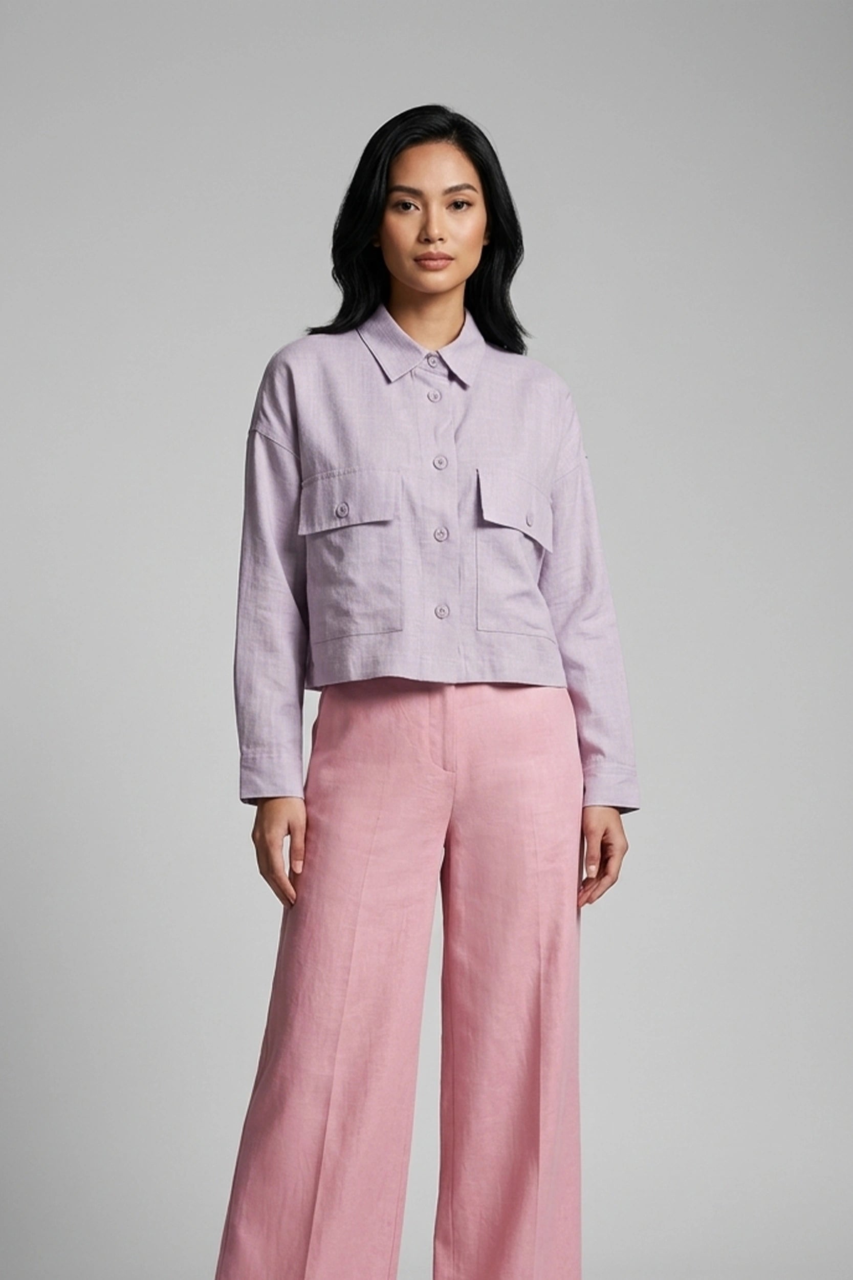 Soft Linen Longsleeve Women's Crop Oversized Top Style