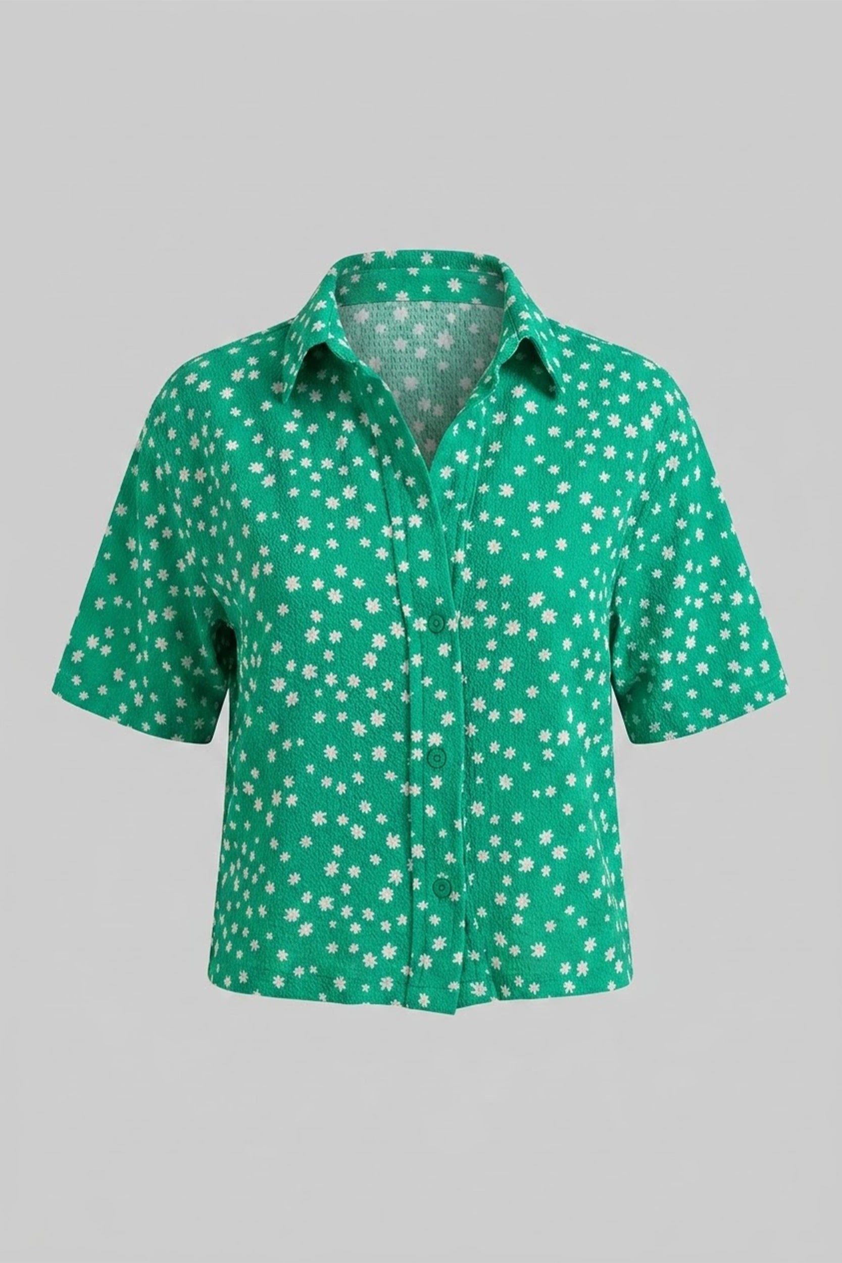 Star Design Textured Blouse - Drop Shoulder Relaxed Fit
